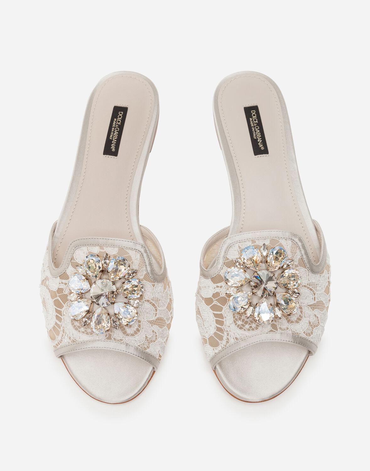 Dolce & Gabbana Slippers In Lace With Crystals in White - Lyst