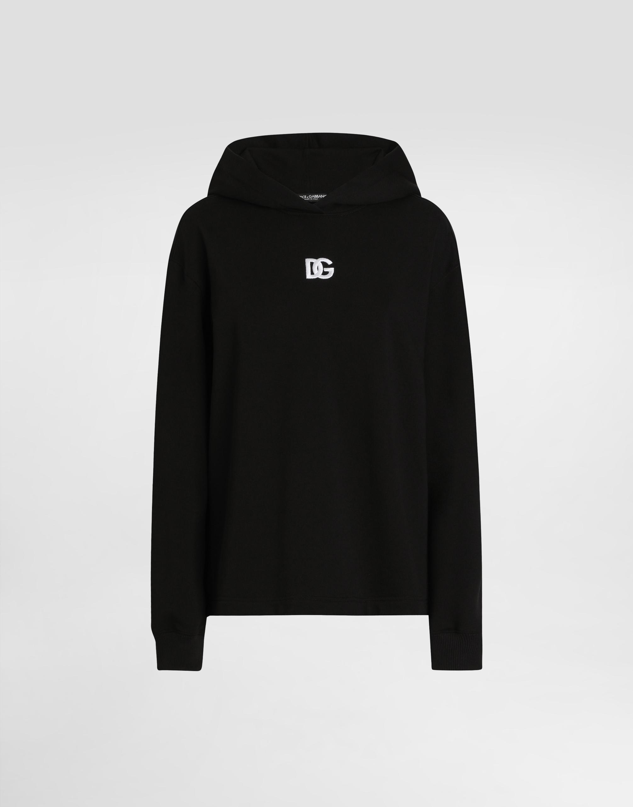 Dolce Gabbana Jersey Hoodie With Dg Embroidery in Black Lyst UK