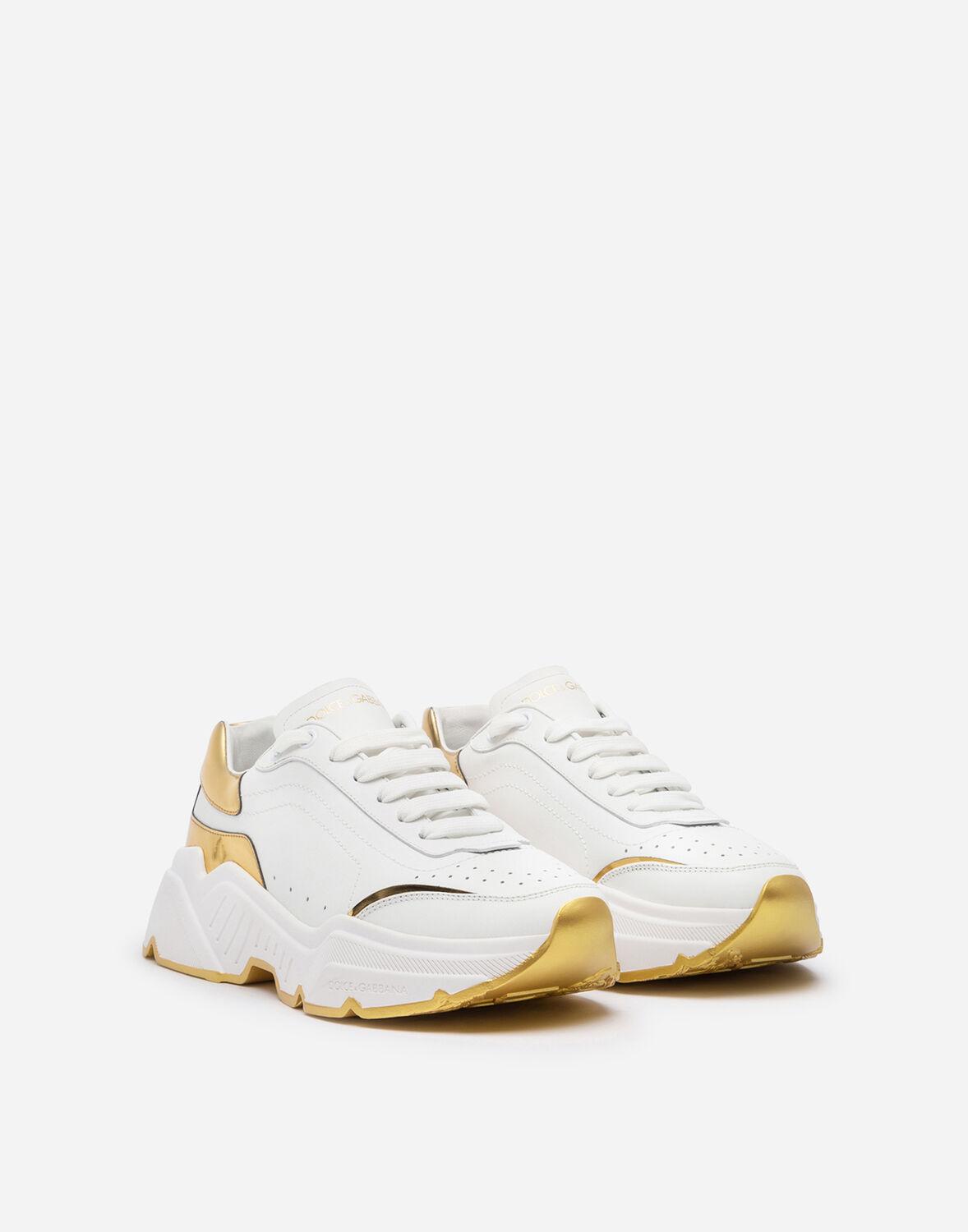 Dolce & Gabbana Nappa Leather Daymaster Sneakers in White/Gold (White ...