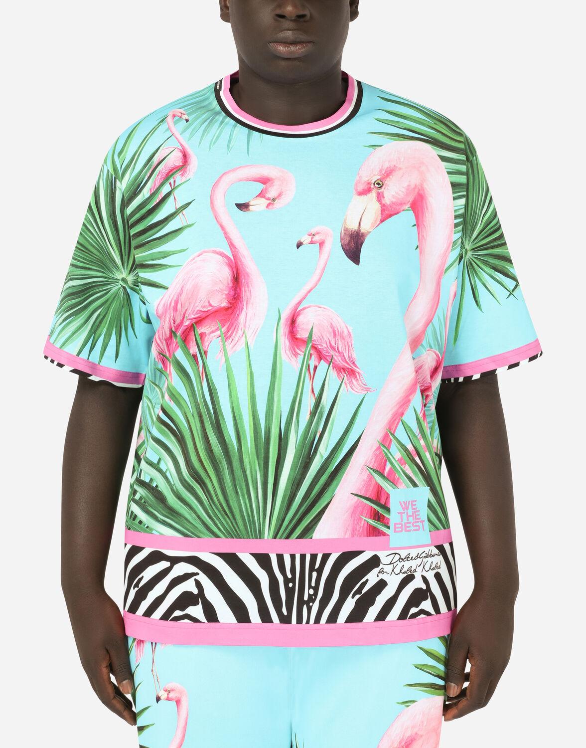 Dolce & Gabbana Cotton T-shirt With Flamingo Print in Green for Men | Lyst