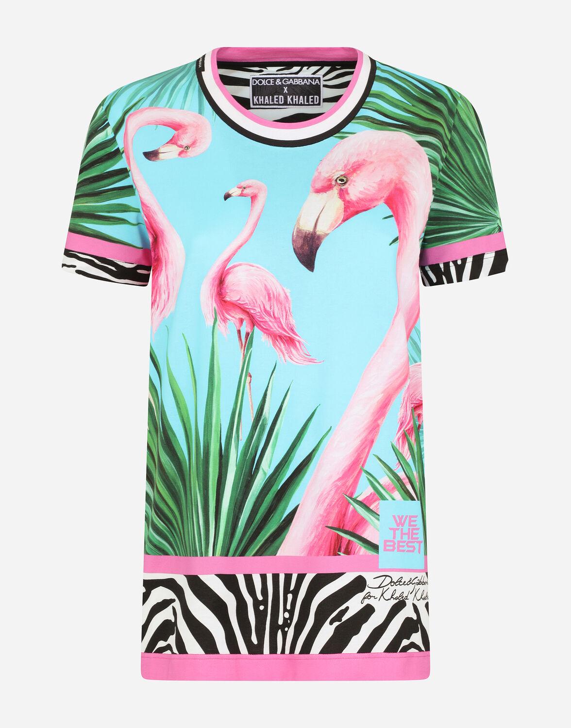 Dolce & Gabbana Cotton Short-sleeved Flamingo-print Jersey T-shirt 