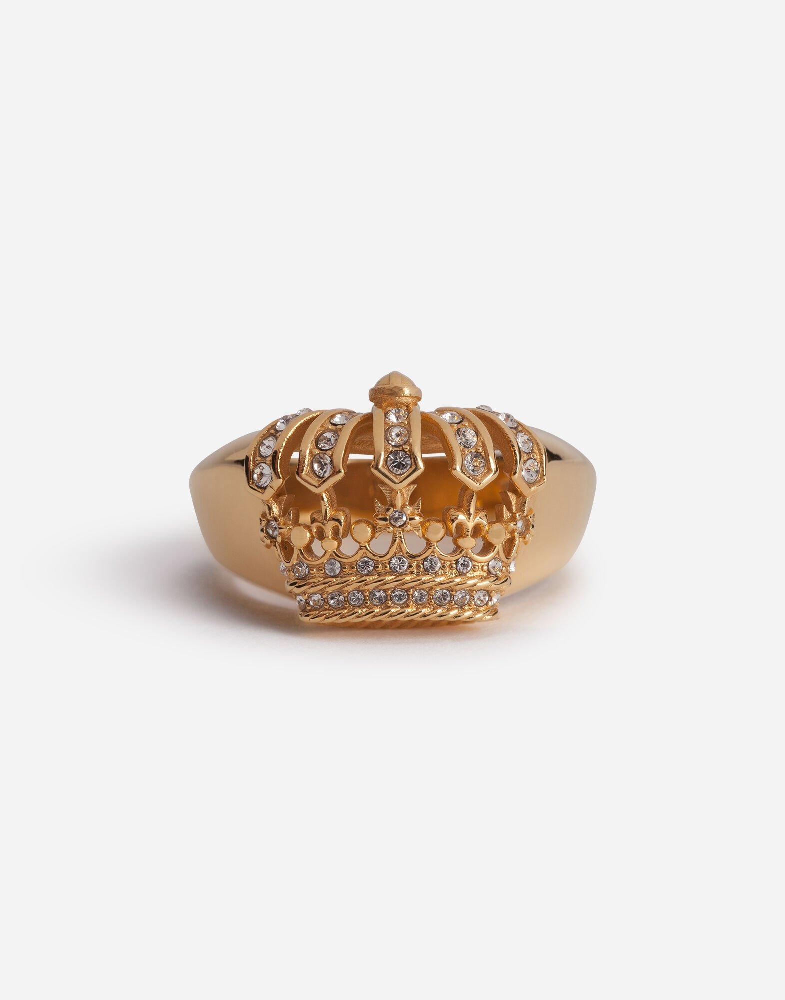 Dolce & Gabbana Metal Ring With Crown And Rhinestones in Metallic for ...