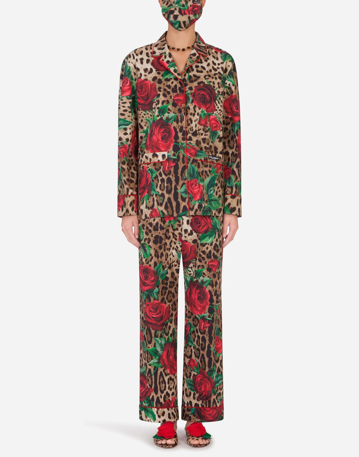 Dolce & Gabbana Rose-print Pajama Set With Matching Face Mask in Red | Lyst