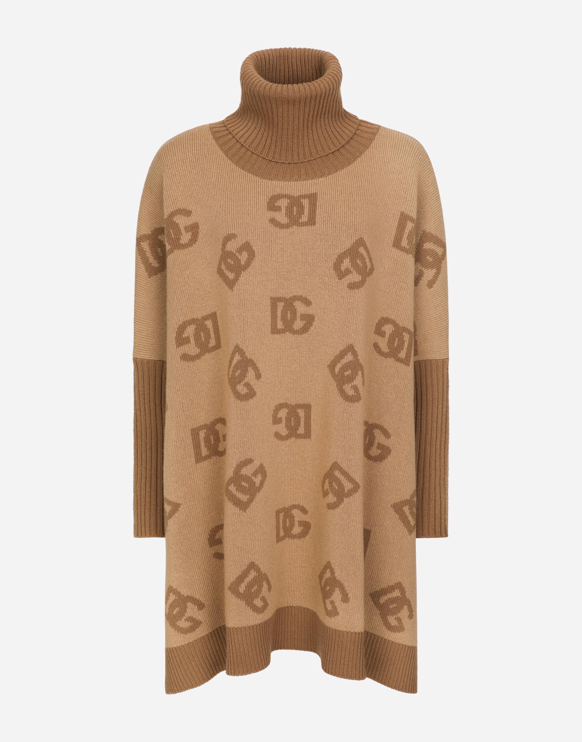 Poncho court en laine avec col montant et DG en intarsia Dolce & Gabbana en  coloris Marron | Lyst