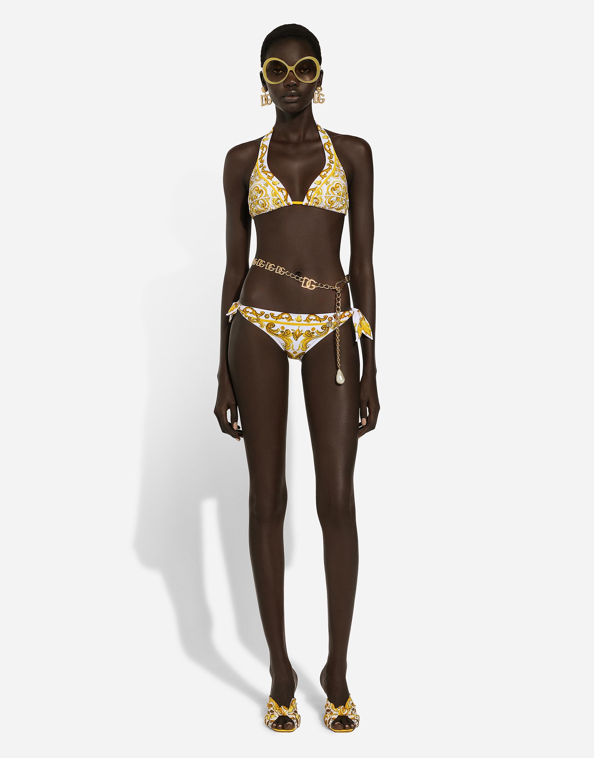 Dolce & Gabbana Majolica- Padded Triangle Bikini in Metallic