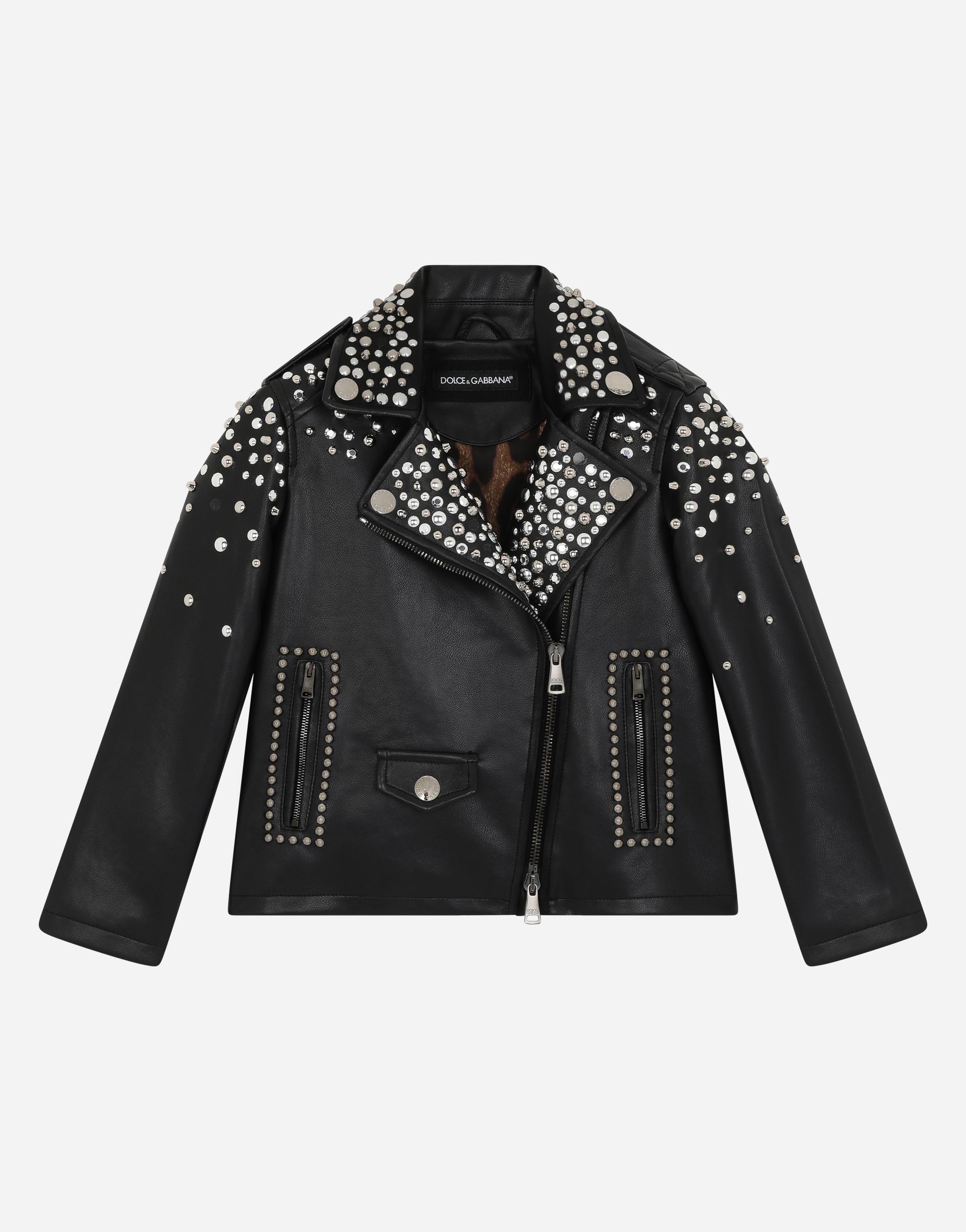 Dolce & Gabbana Studded Leather Biker Jacket in Black | Lyst