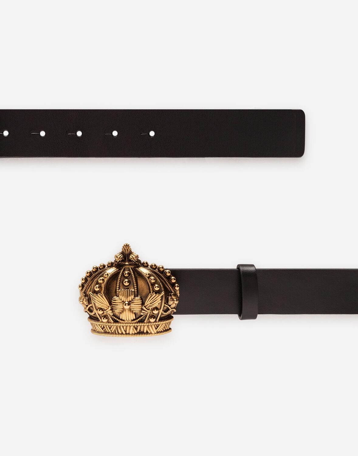 Dolce & Gabbana Leather Belt With Crown Buckle in Black for Men | Lyst