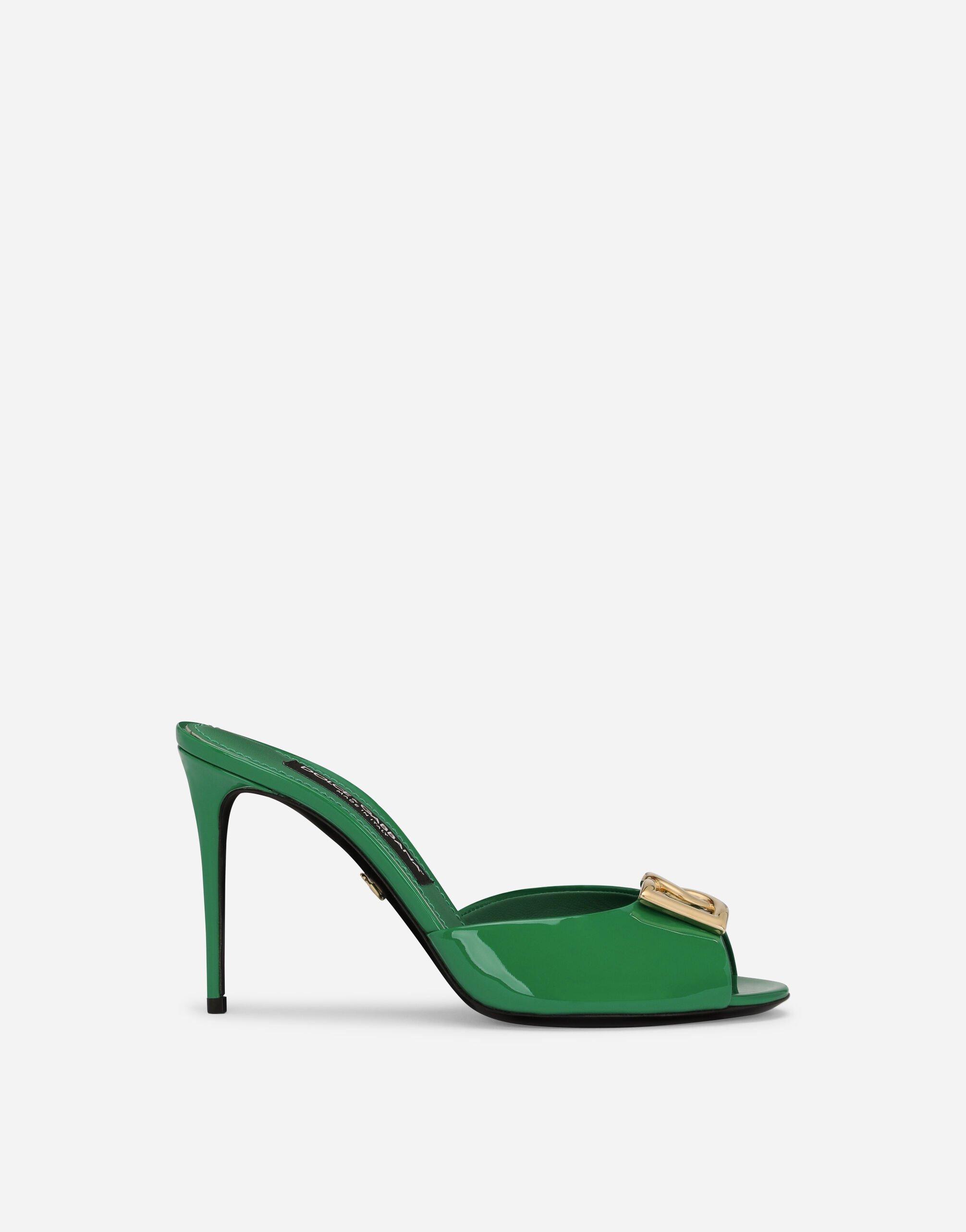 Dolce & Gabbana Patent Leather Mules With Dg Logo in Green | Lyst