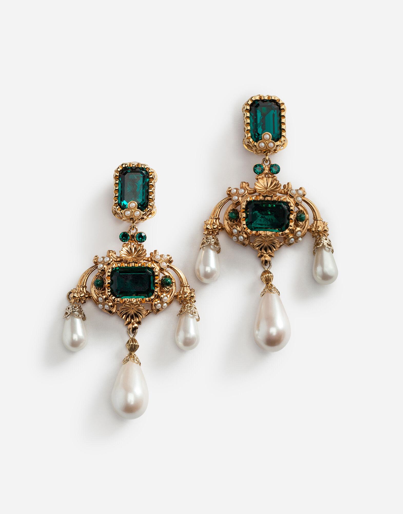 Dolce & Gabbana Drop Earrings With Decorative Rhinestone And Pearl