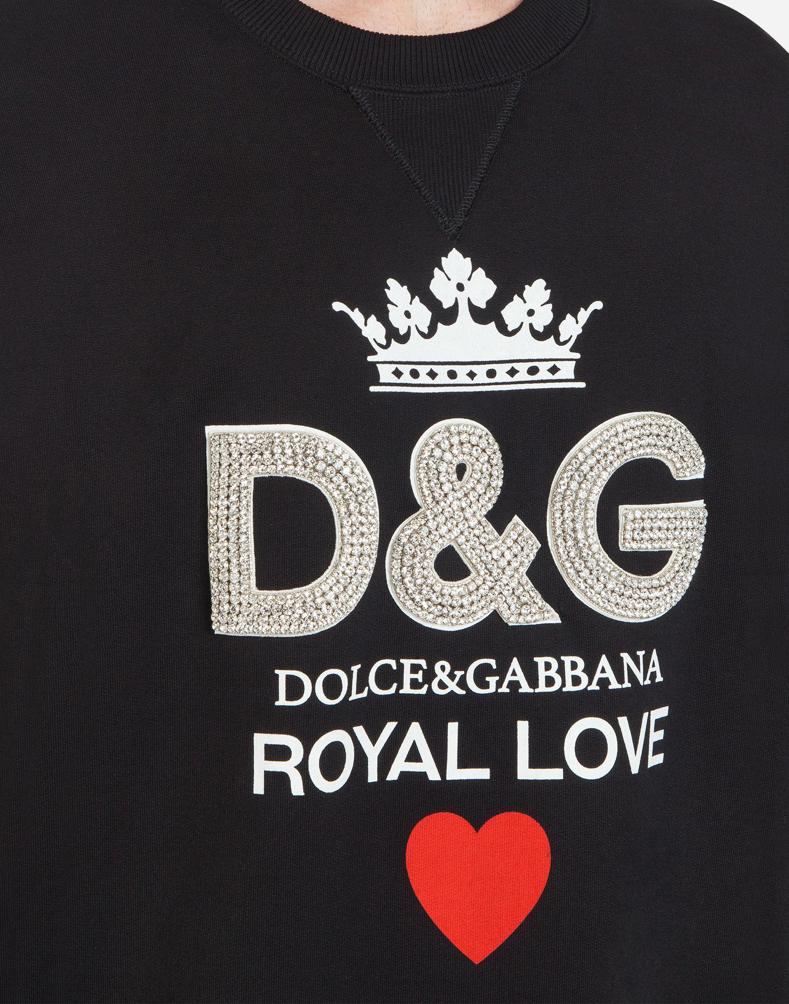 Dolce & Gabbana Cotton Sweatshirt With D&g Print And Crystals in 