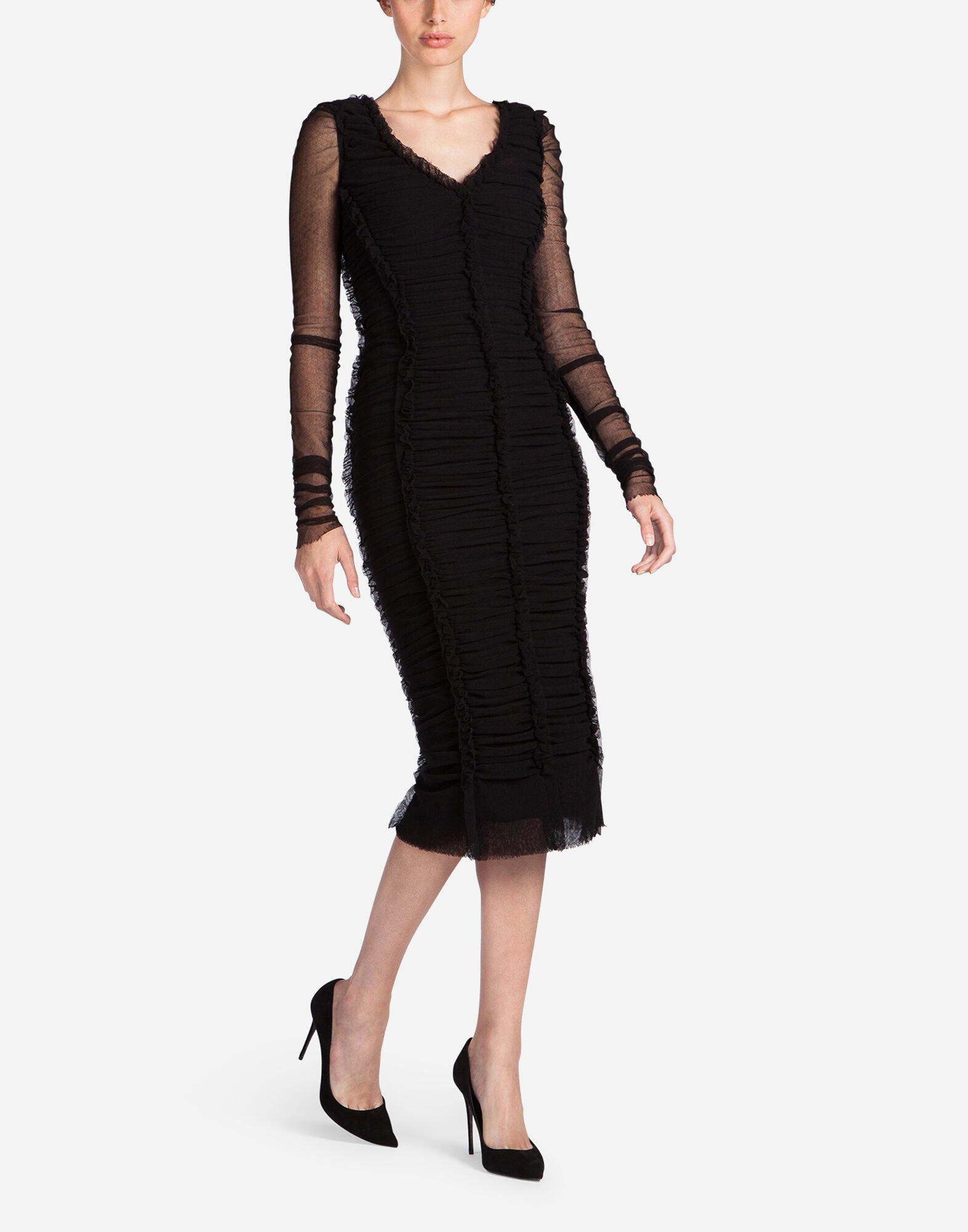 Vestido Drapeado De Tul Elástico Dolce & Gabbana de Tul de color Negro |  Lyst