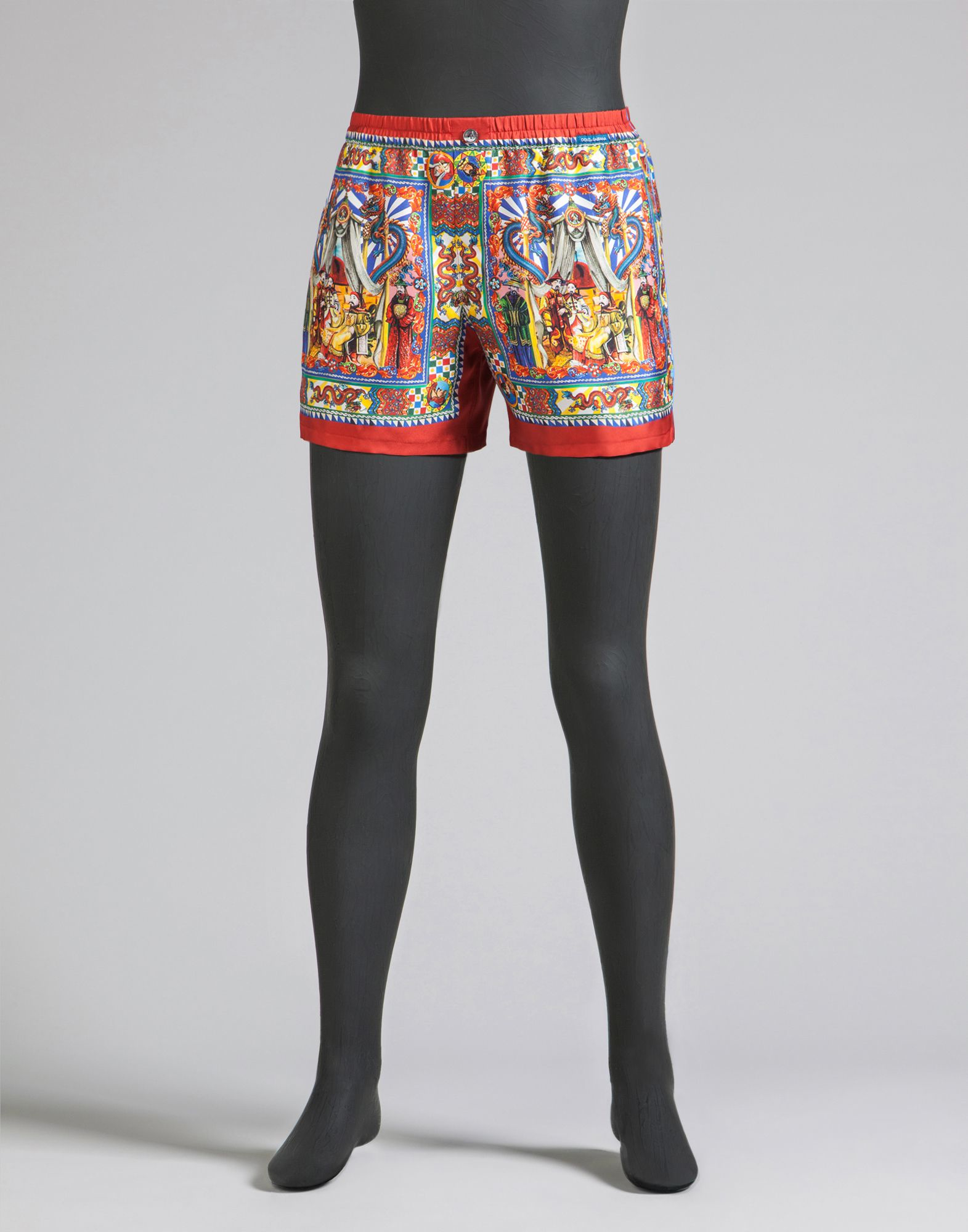 Dolce & Gabbana Pajama Shorts In Printed Silk in Red for Men - Lyst