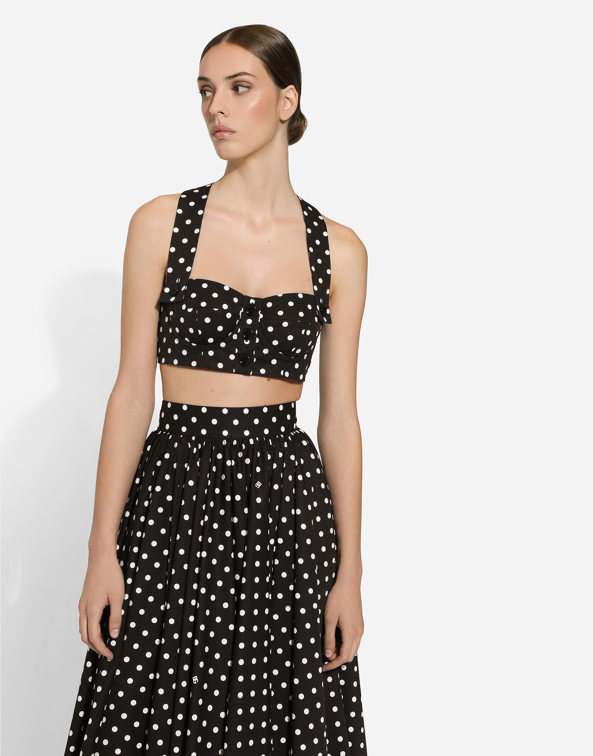 【DOLCE&GABBANA】ドットプリント サーキュラースカートドレス Dolce & Gabbana ドットプリント コットン ロンゲット