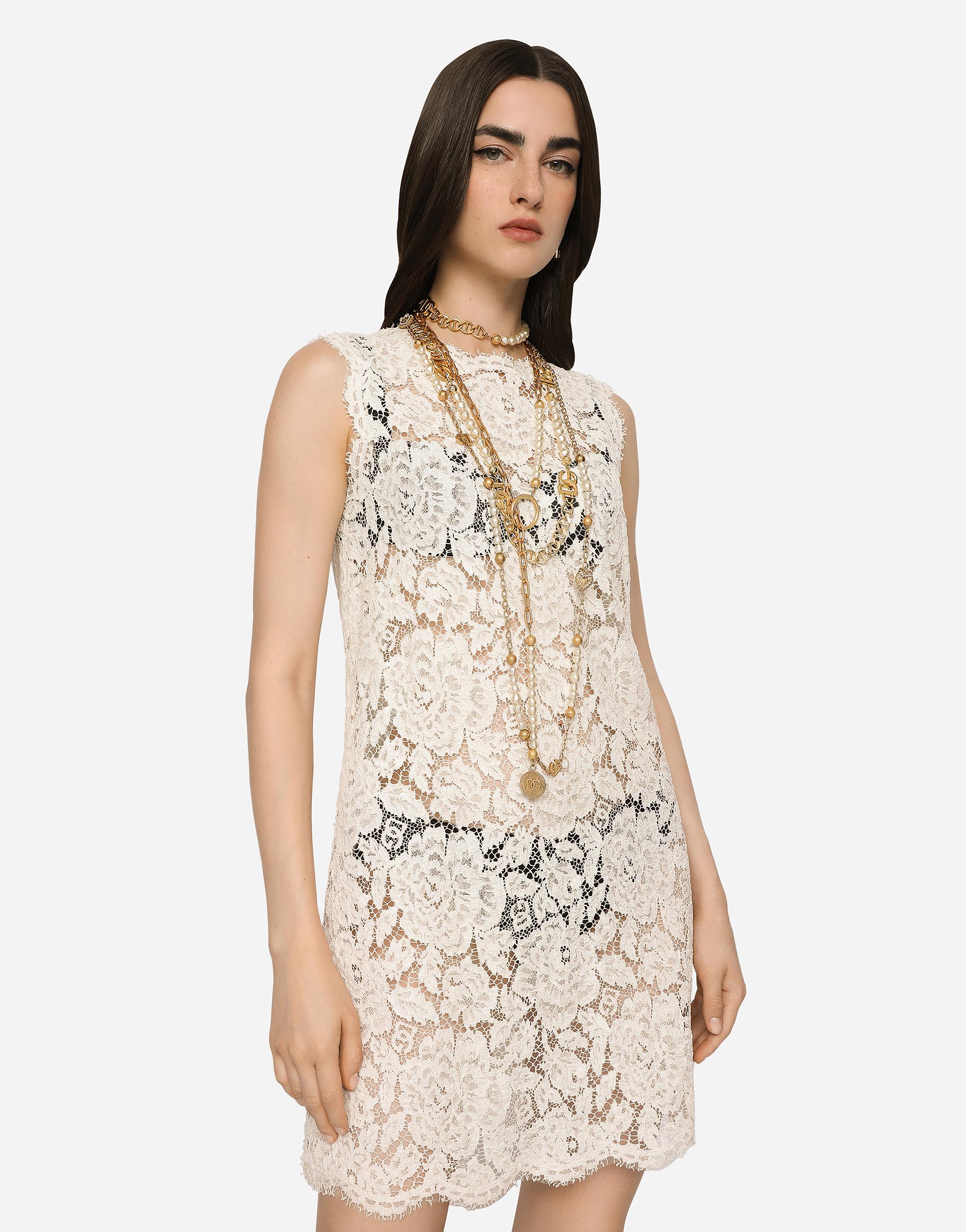 Dolce & Gabbana Lace Dress With Floral Pattern in Natural | Lyst