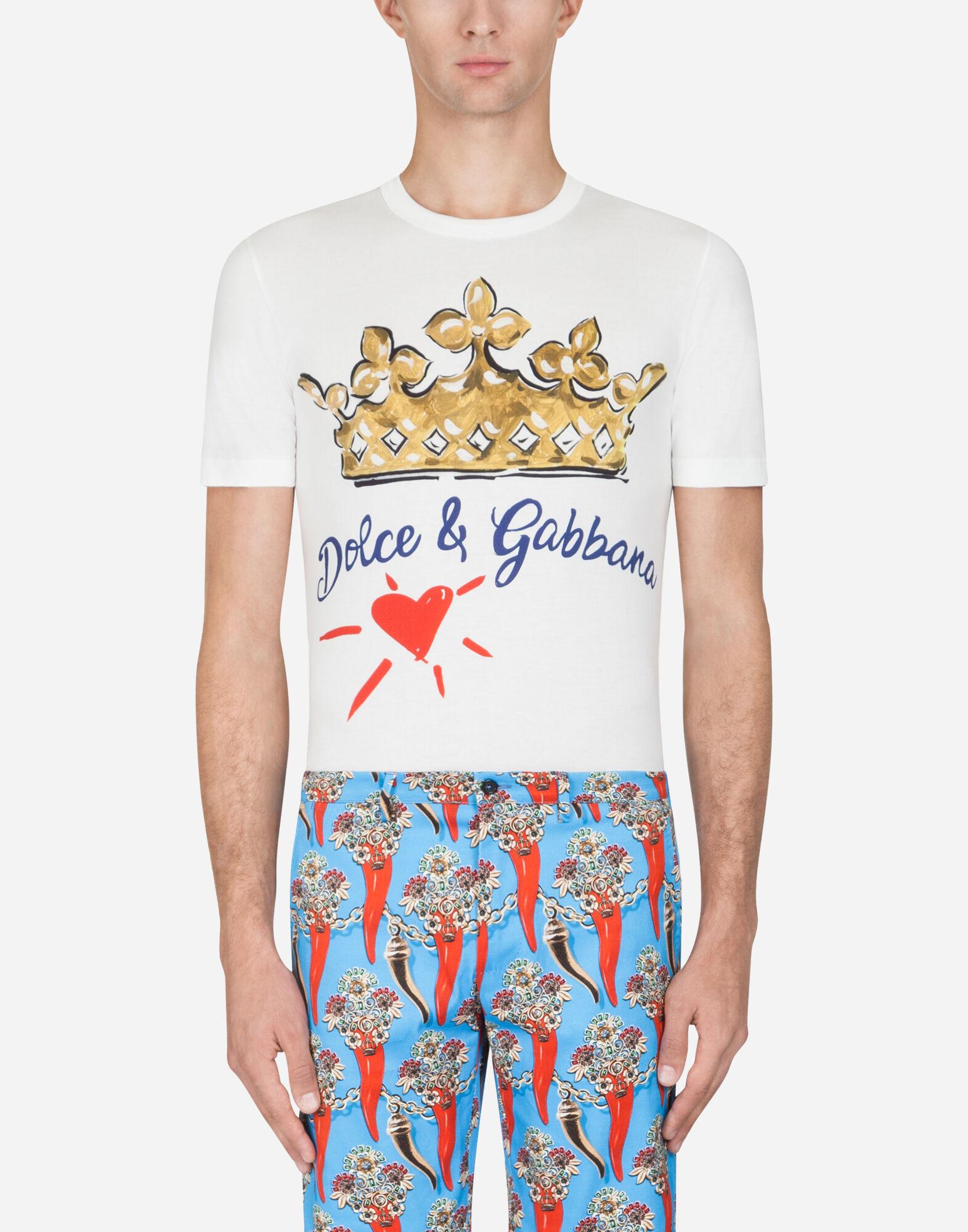 Dolce & Gabbana Cotton T-shirt With Print in White for Men - Lyst