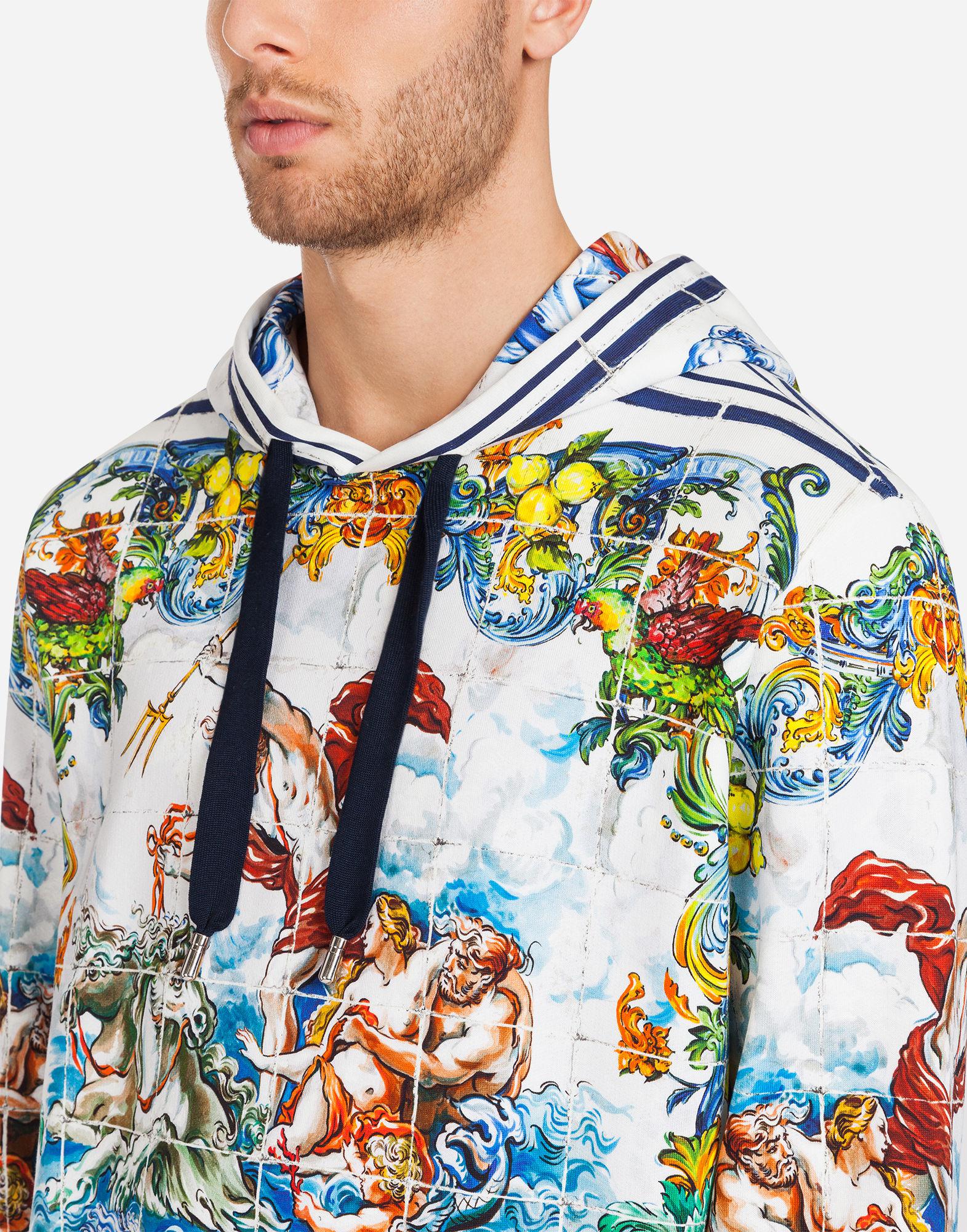 Dolce /& Gabbana Cotton hoodie with majolicas print