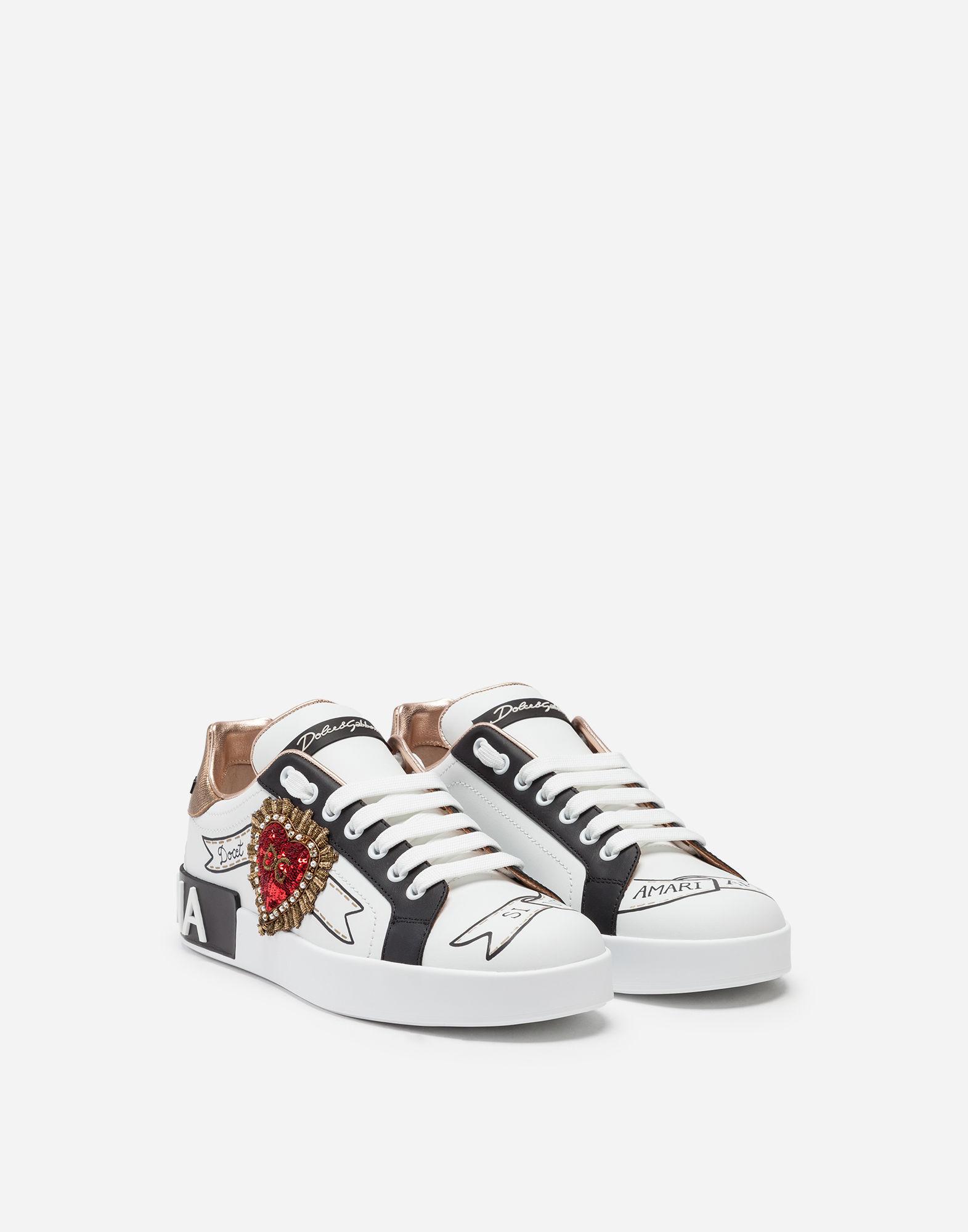 Dolce & Gabbana Leather Portofino Sneakers In Printed Nappa Calfskin ...