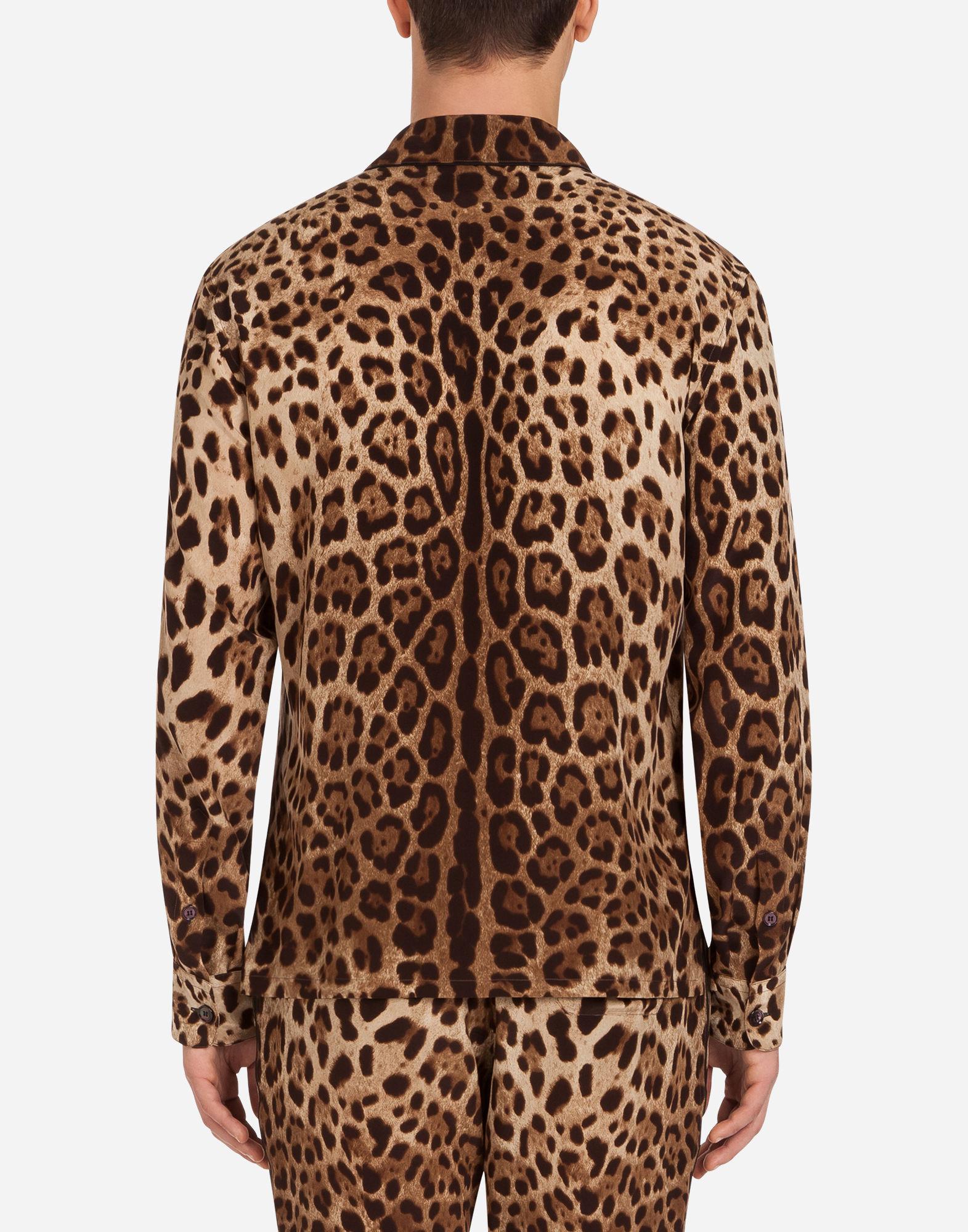 Dolce & Gabbana Leopard Print Silk Pyjama Shirt in Brown for Men - Lyst