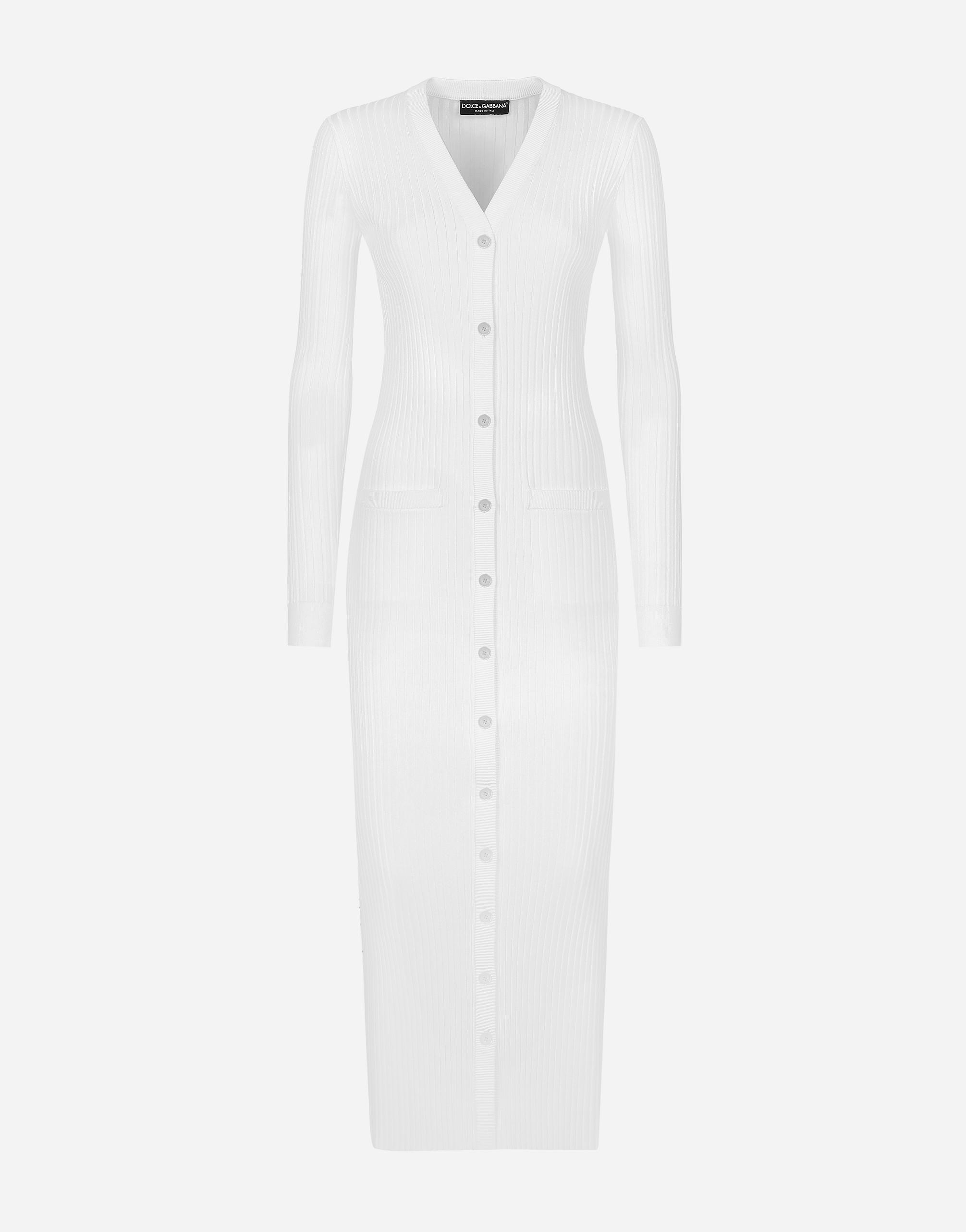 【VIP価格】DOLCE & GABBANA White Long Sleeve Cardigan Silk round-neck cardigan in White for Women | Dolce&Gabbana®
