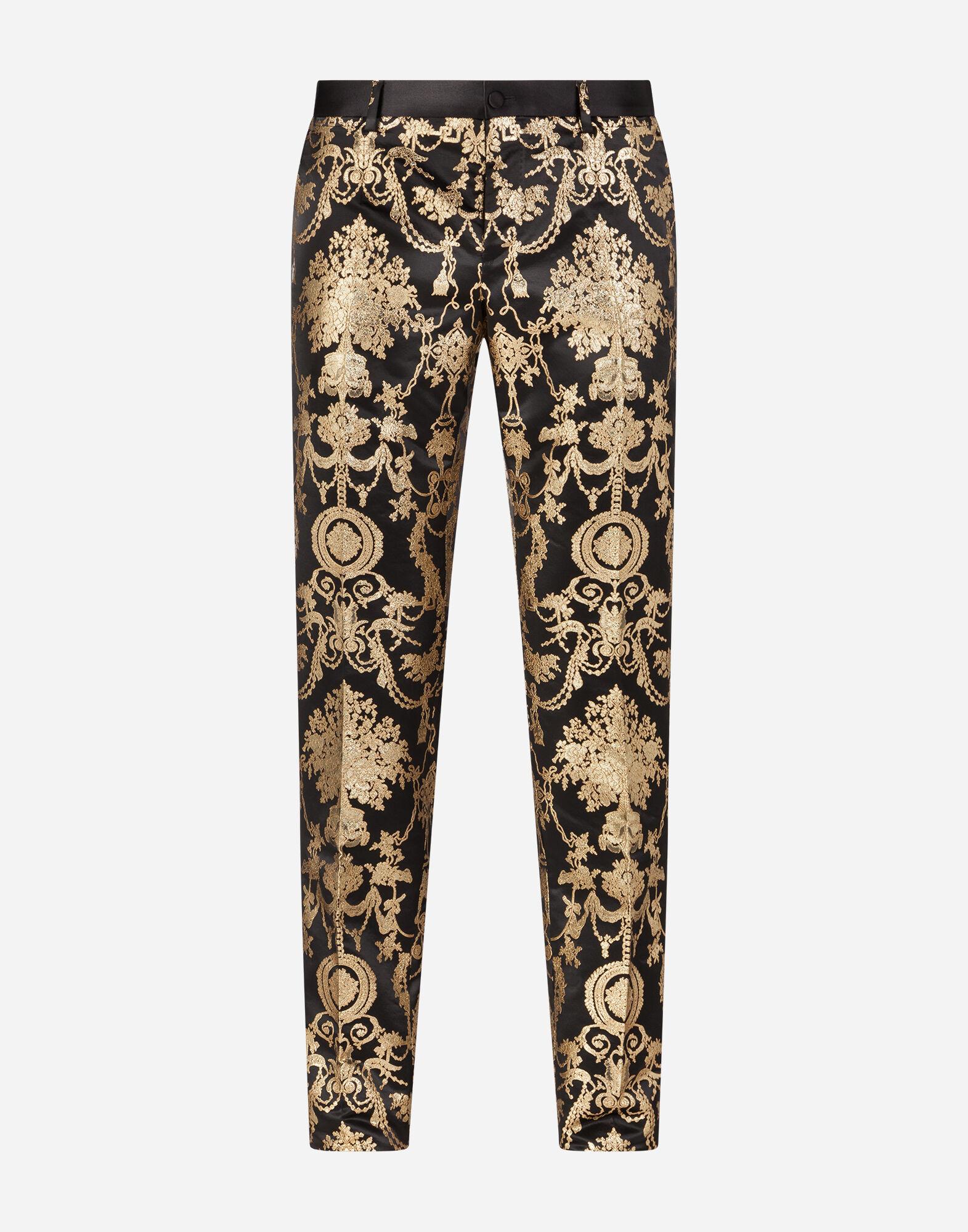 Dolce & Gabbana Satin Gold Jacquard Pants in Metallic for Men Lyst