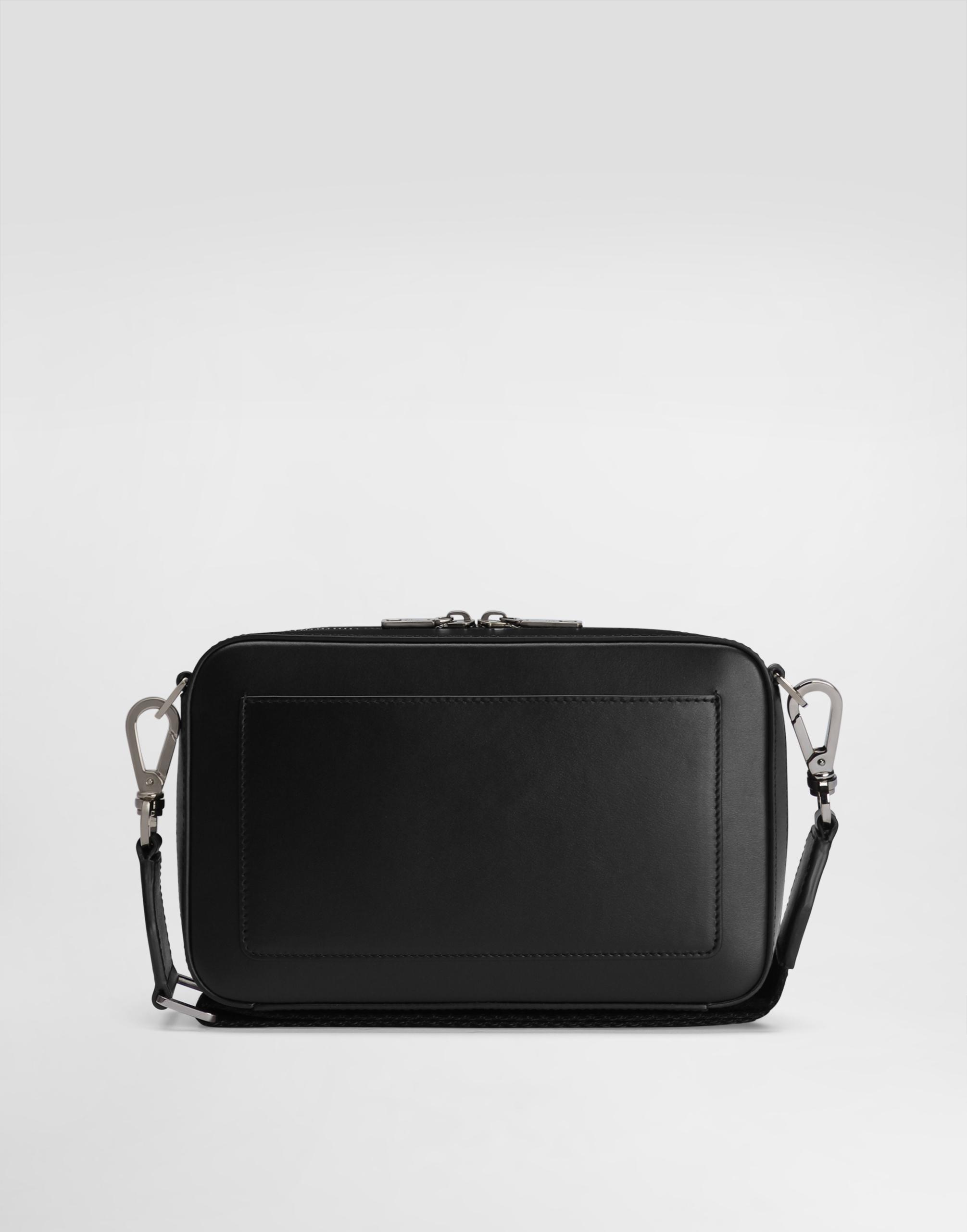 Dolce & Gabbana Calfskin Crossbody Bag with Raised Logo in Black