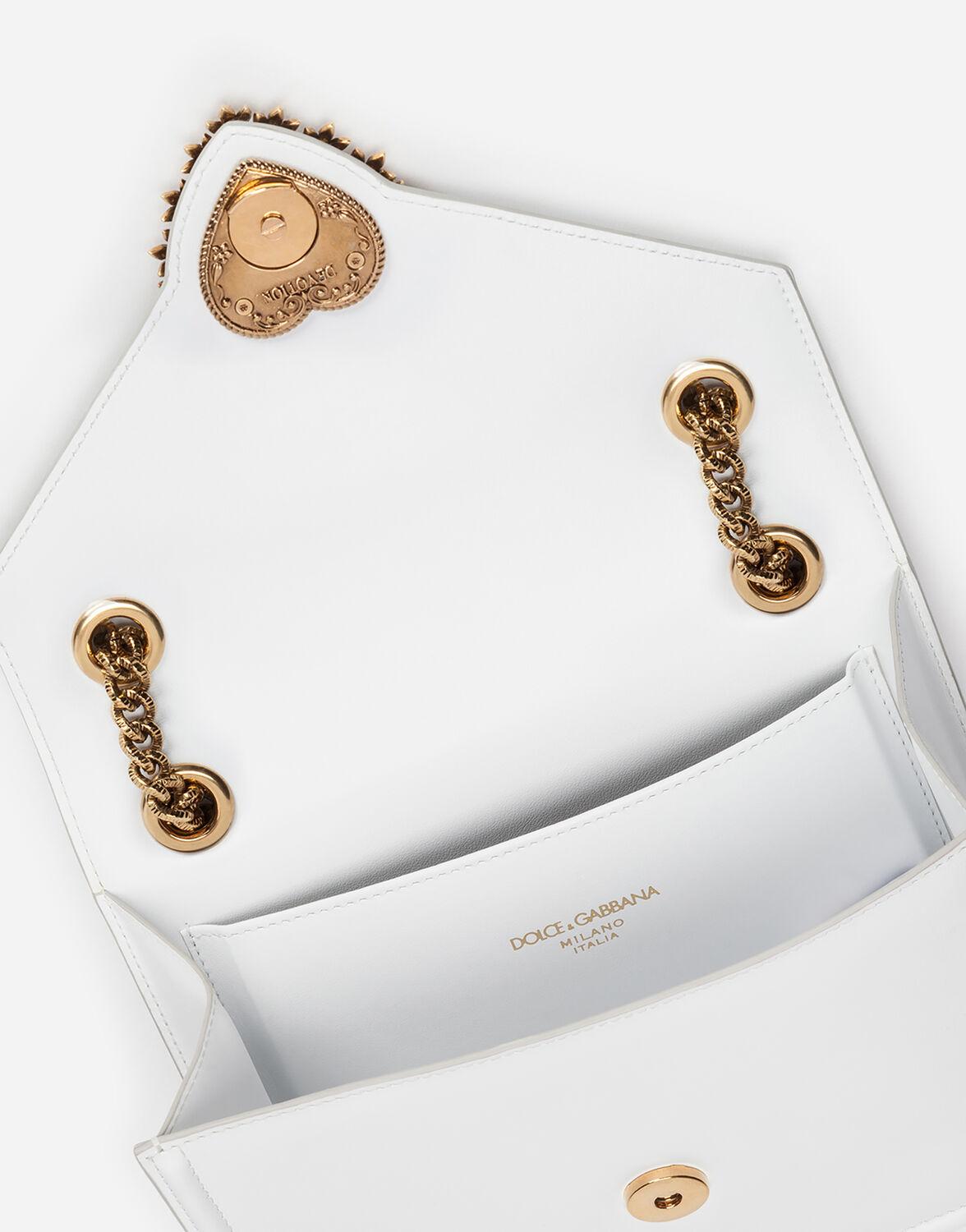 Devotion micro bag in plain calfskin in White | Dolce&Gabbana®