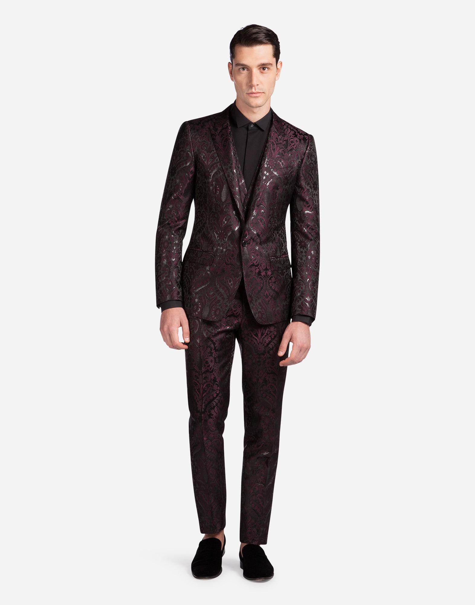 Dolce Gabbana Three piece Jacquard Suit in Purple for Men Lyst