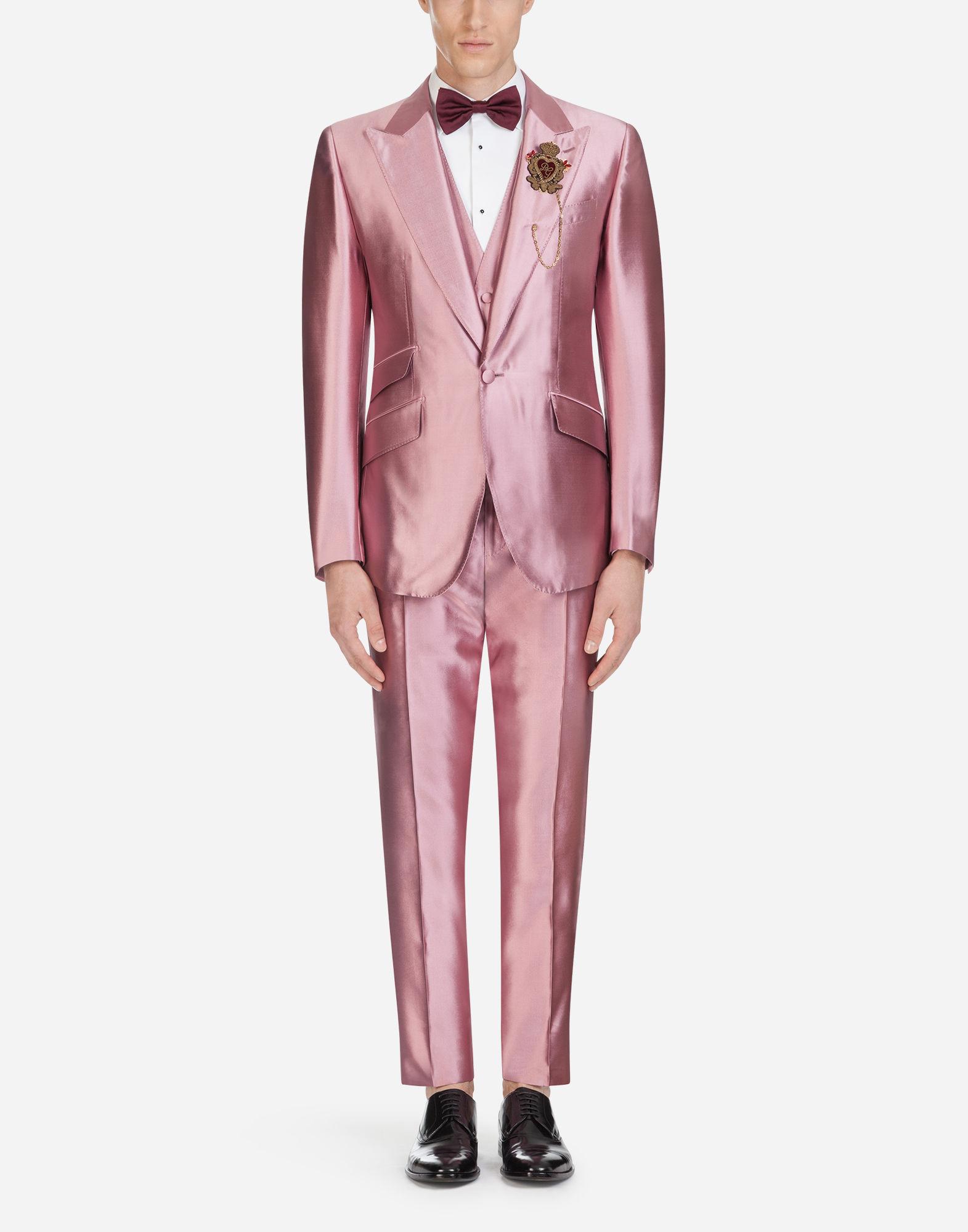 Dolce & Gabbana Sicilia Suit In Mikado Silk in Pink for Men | Lyst