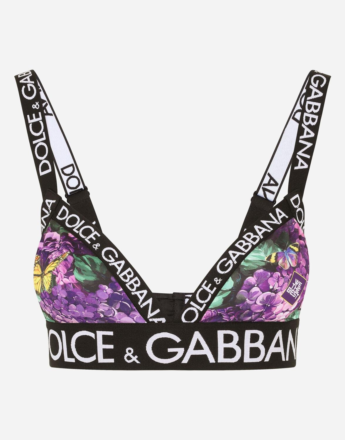Dolce & Gabbana Butterfly-print Triangle Bra With Branded Elastic