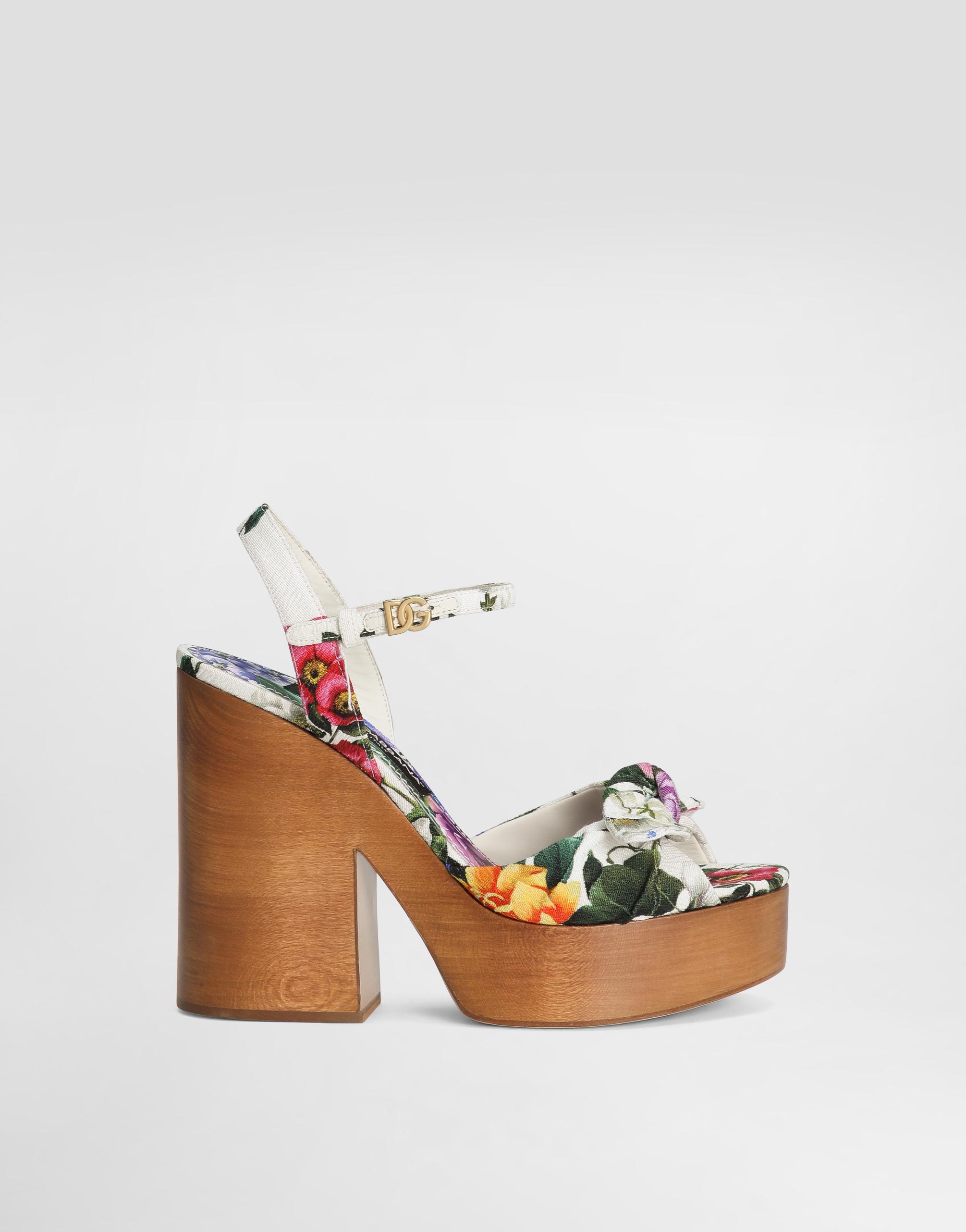 Dolce & Gabbana Dg Logo Floral Jacquard Platform Sandal | Lyst Canada