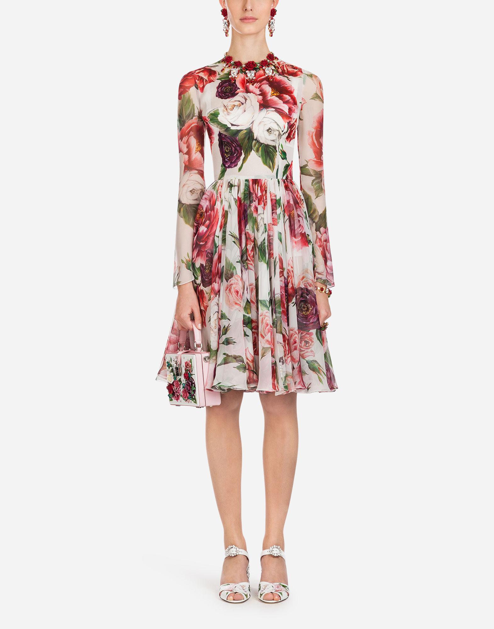 Dolce & Gabbana Peony-print Silk Dress - Lyst
