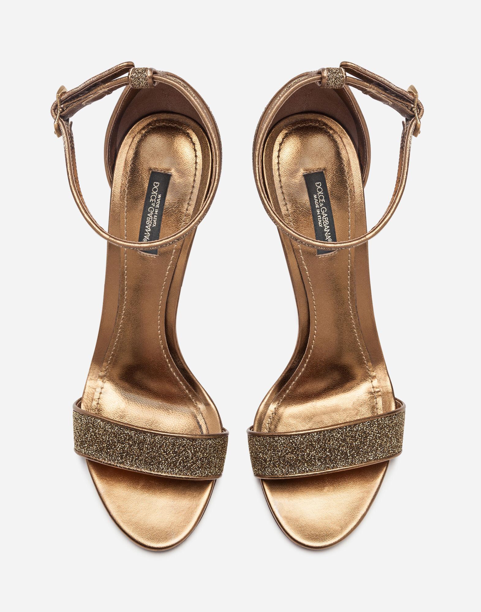 Dolce & Gabbana Leather Lurex Sandals With Sculpted Heel in Gold (Metallic) - Lyst
