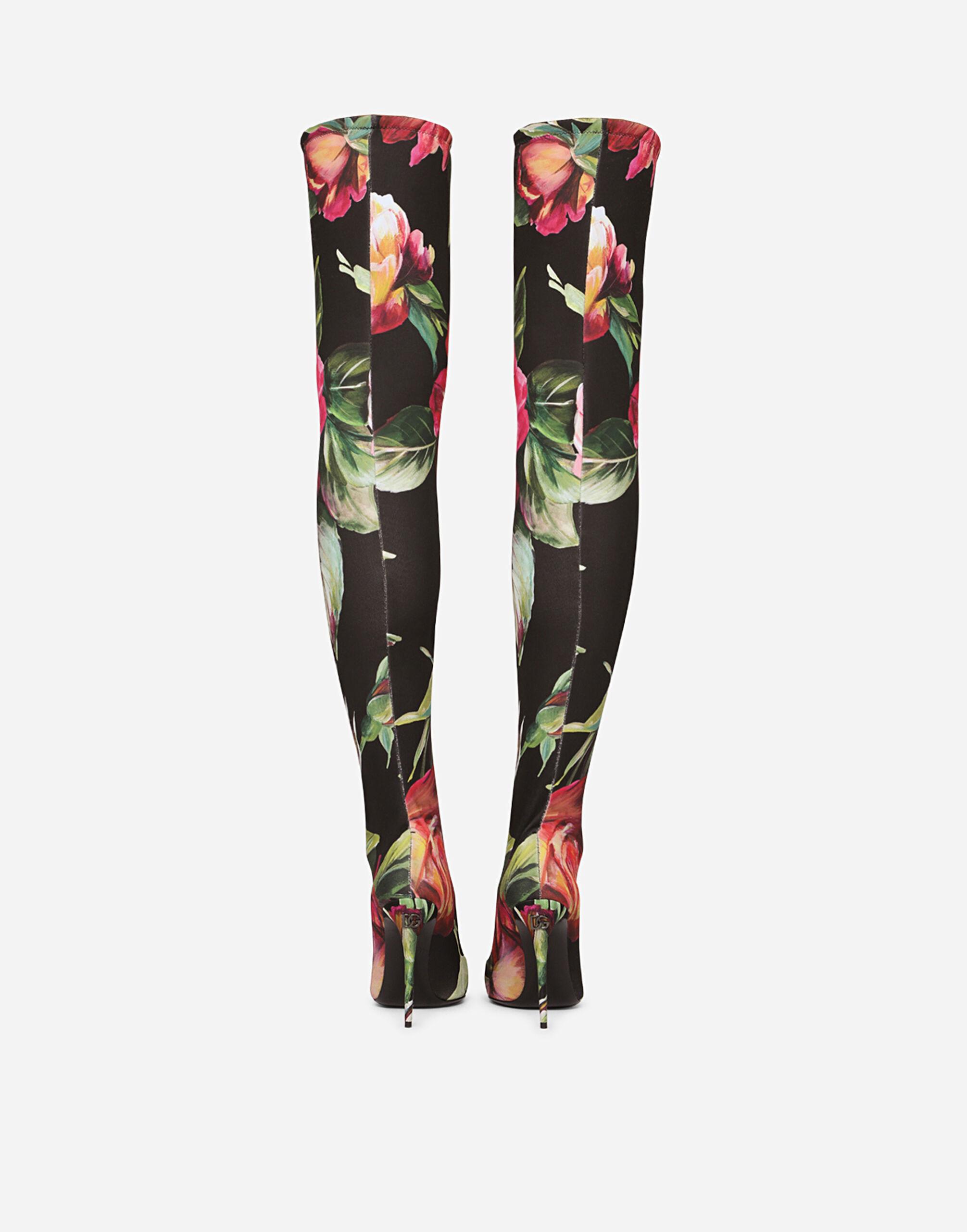 Thigh high floral hot sale boots