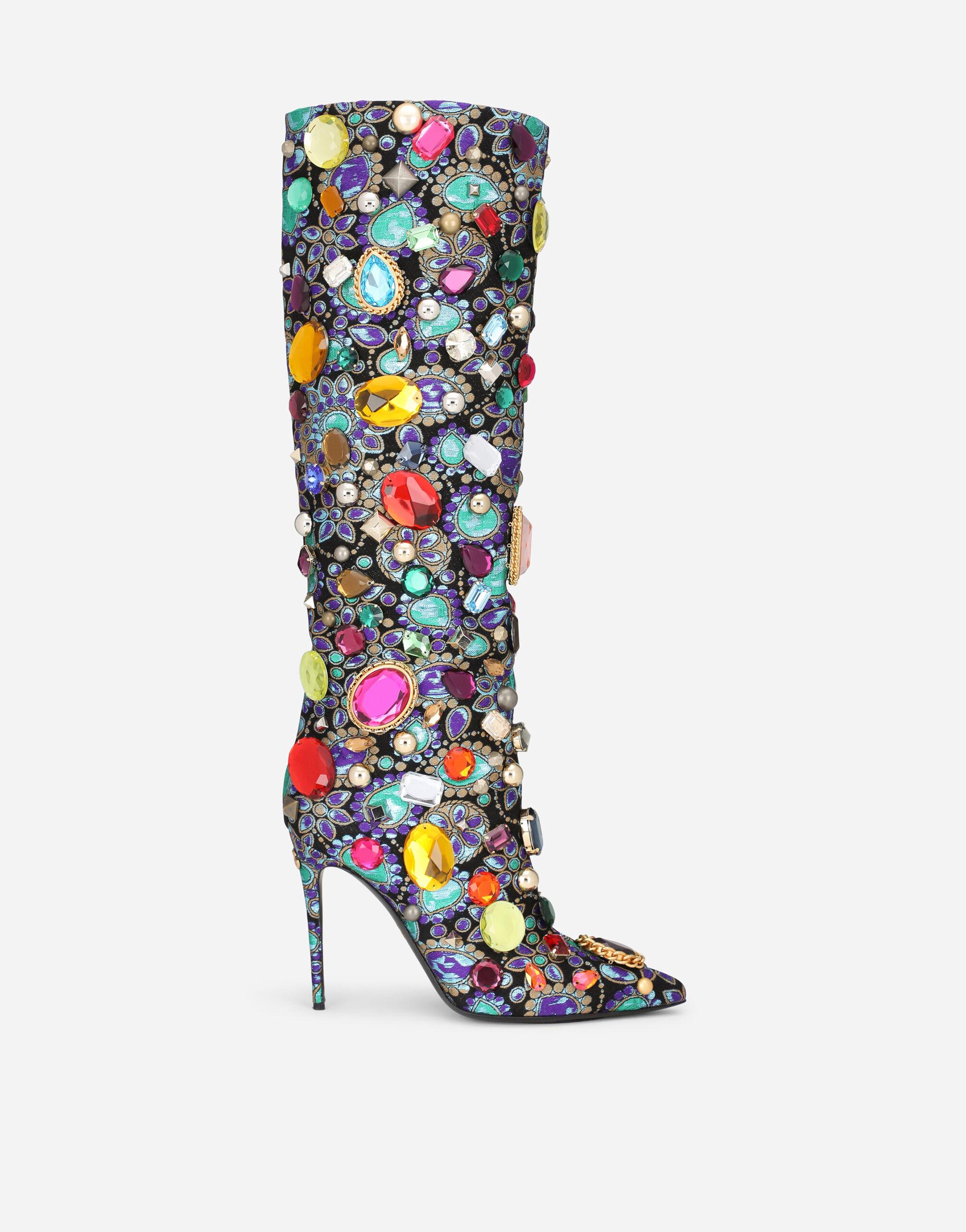 Dolce & Gabbana Embroidered Lurex Jacquard Boots | Lyst