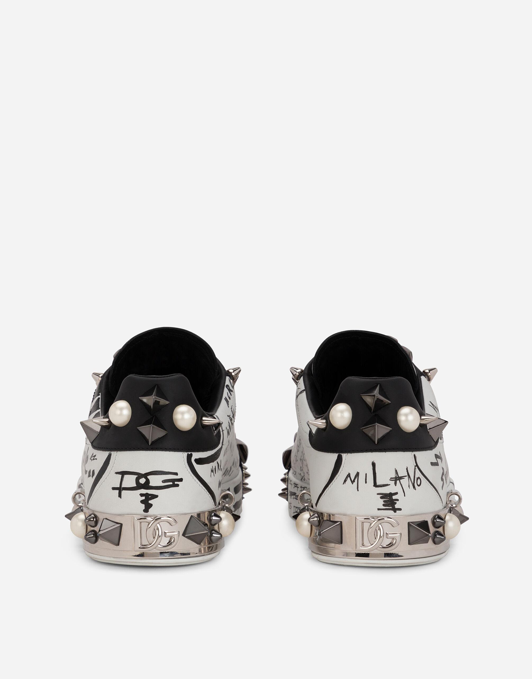 Dolce & Gabbana Calfskin Nappa Portofino Sneakers With Studs for Men | Lyst