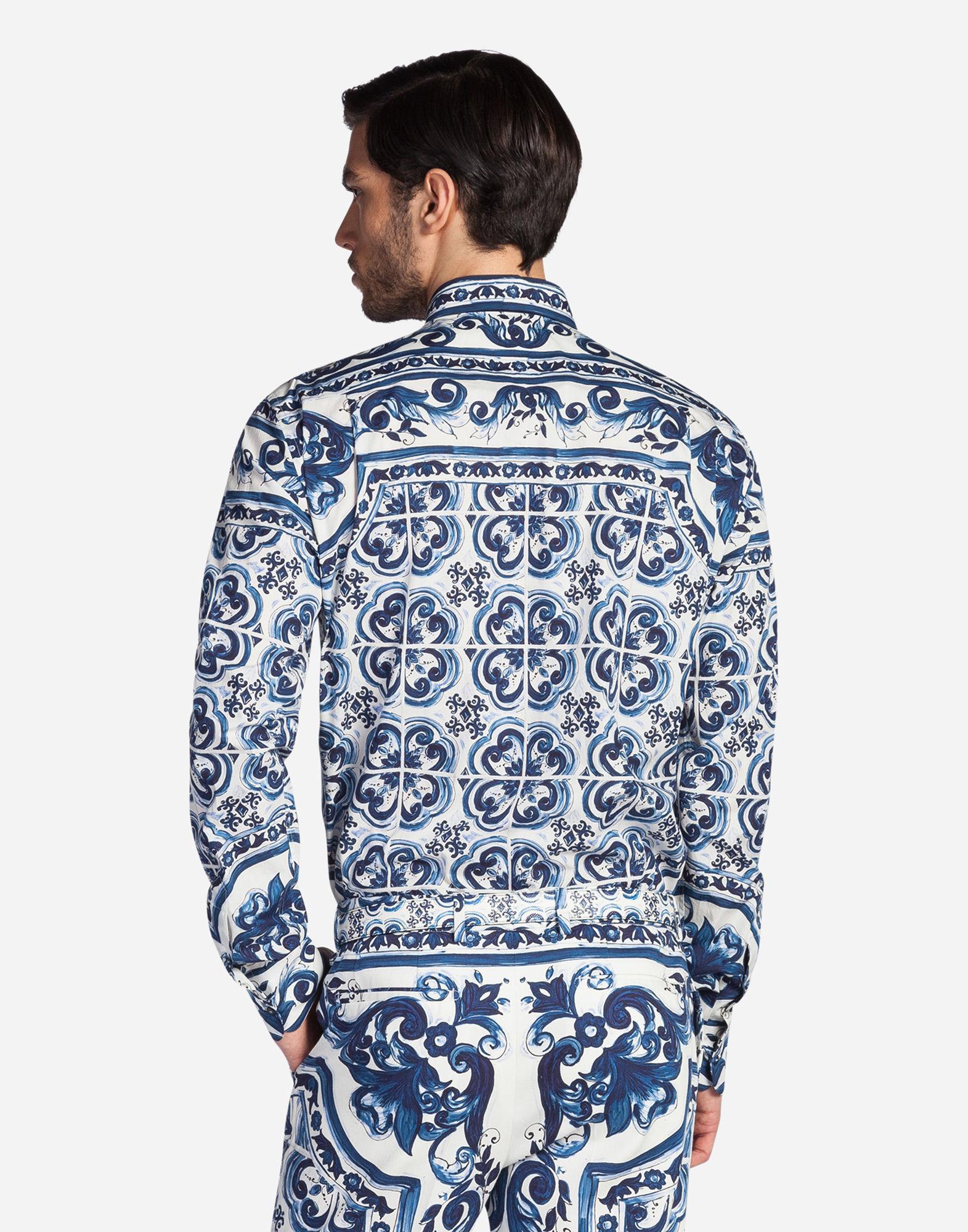 Dolce & Gabbana Cotton Paisley Printed Shirt in Blue for Men - Lyst