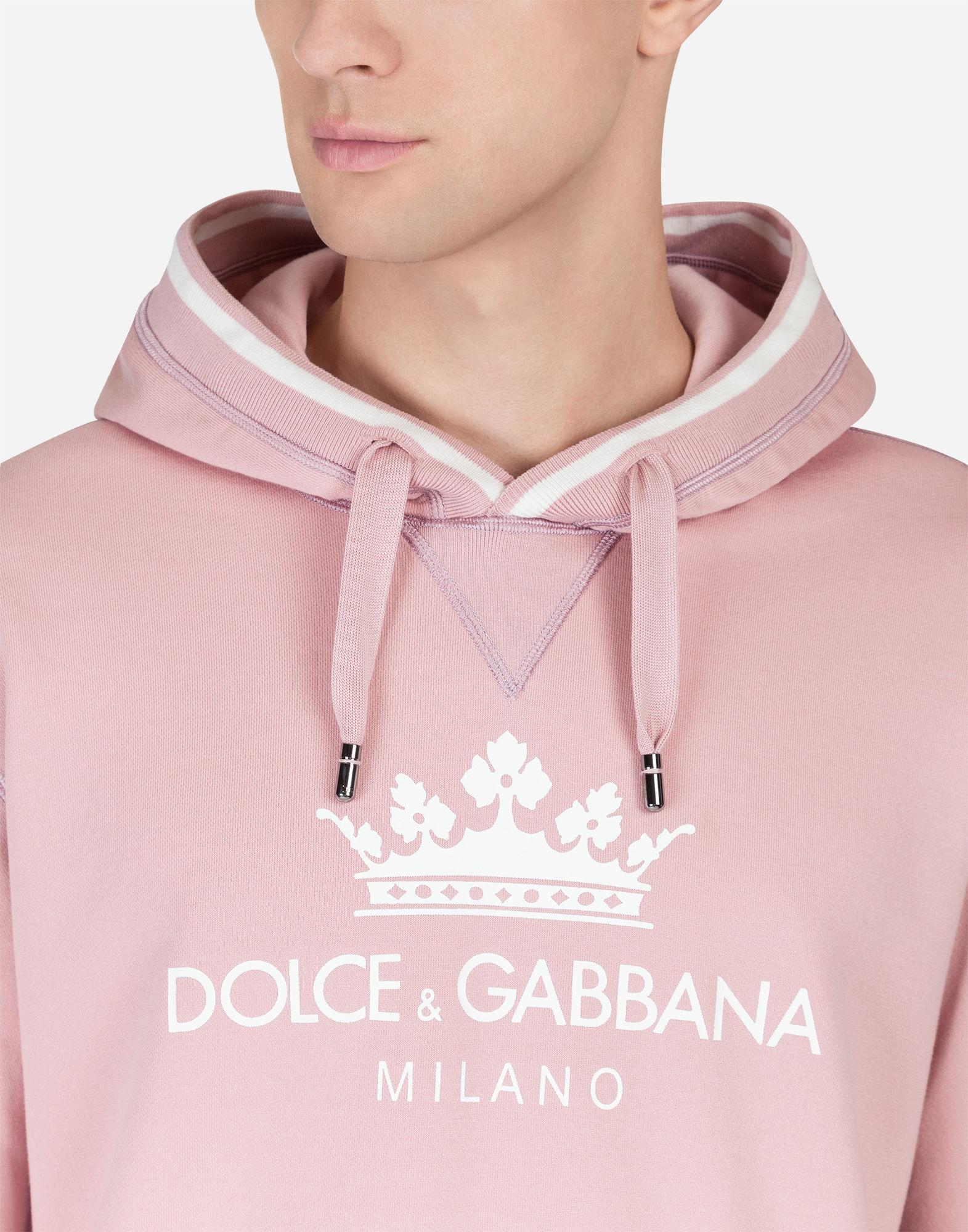 Dolce & Gabbana Sweatshirt In Cotton With Hood And Dolce&gabbana Milano  Print in Pink for Men | Lyst