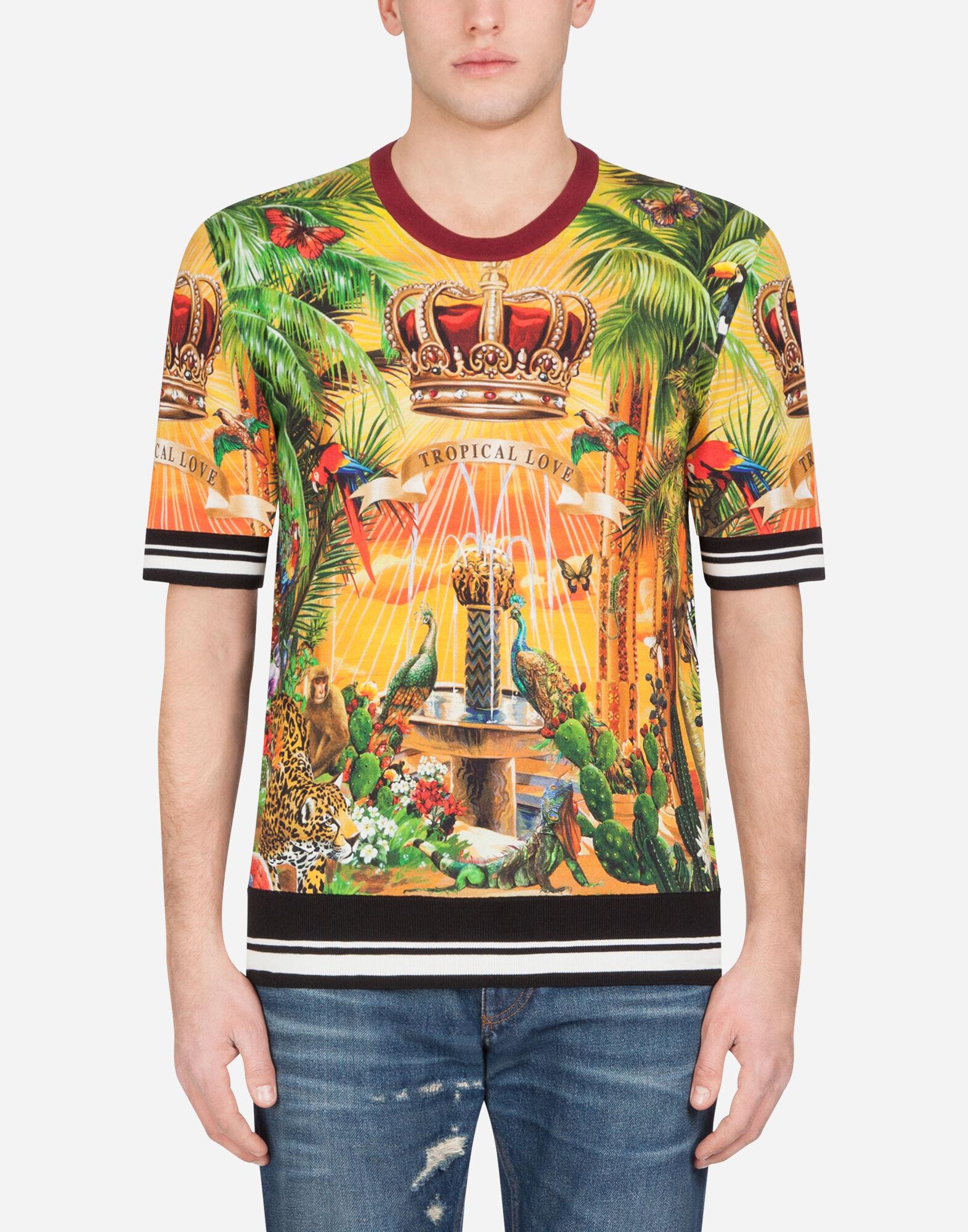 Dolce & Gabbana Silk Polo Shirt With Tropical King Print for Men - Lyst