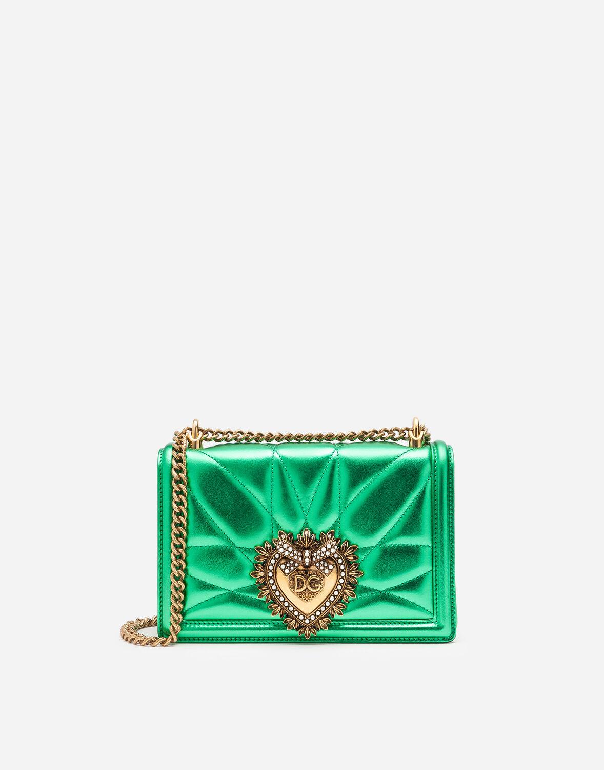 Dolce & Gabbana Green Quilted Nappa Leather Large Devotion Shoulder Bag