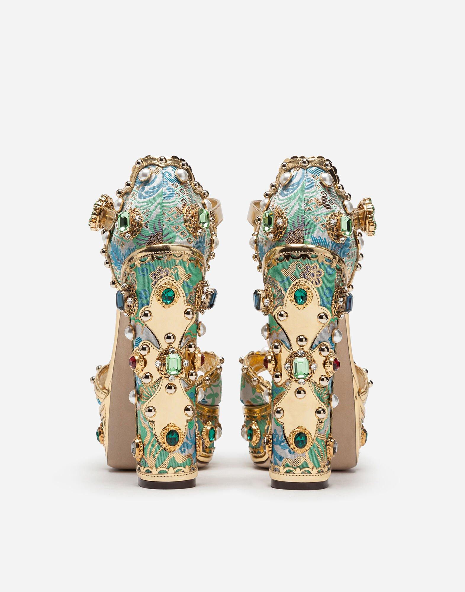 Sandalo Gioiello Con Plateau In Vitello Specchio E Jacquard di Dolce &  Gabbana in Metallizzato | Lyst
