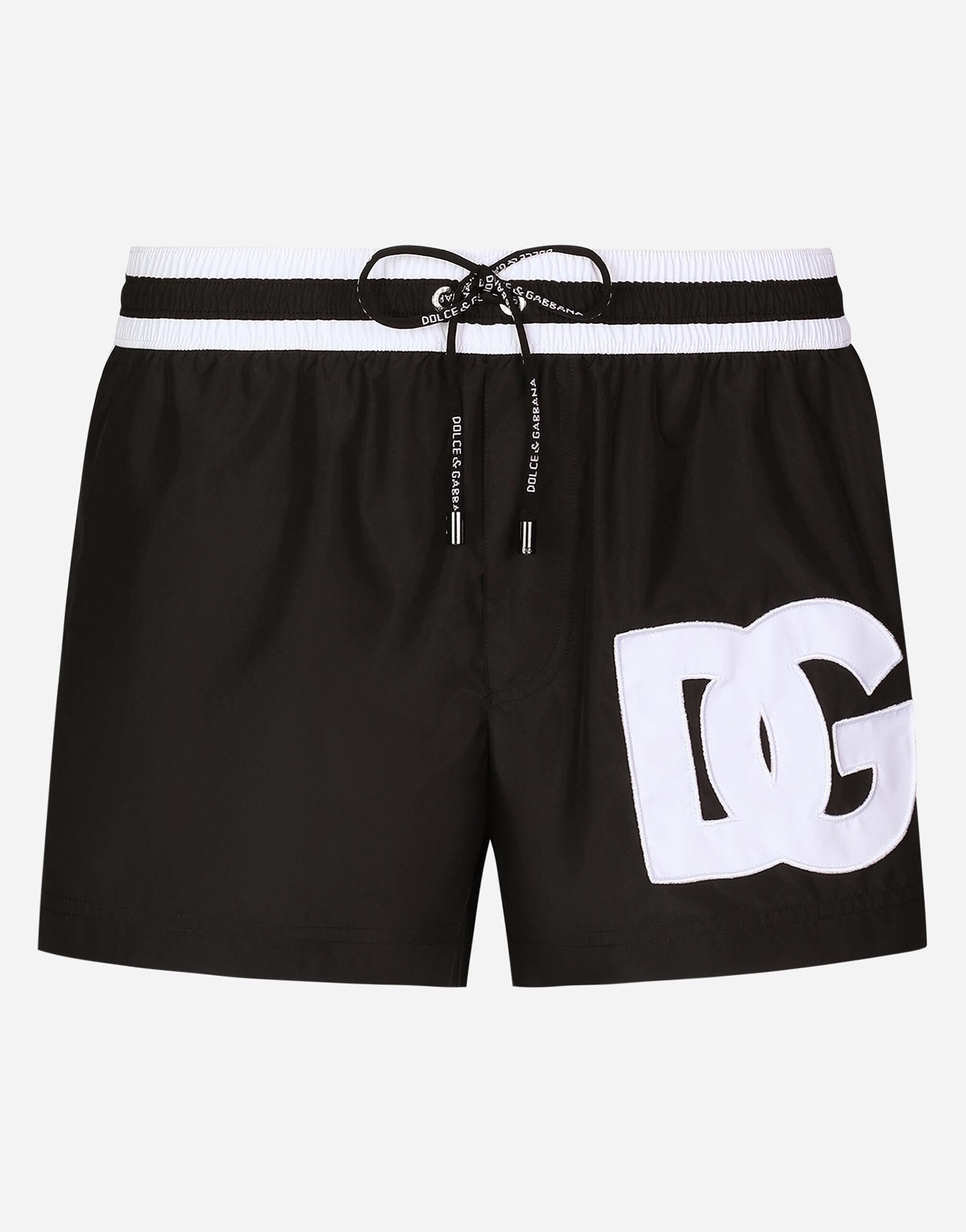 Dolce & Gabbana Synthetic Short Swim Trunks With Dg Patch in Black for ...