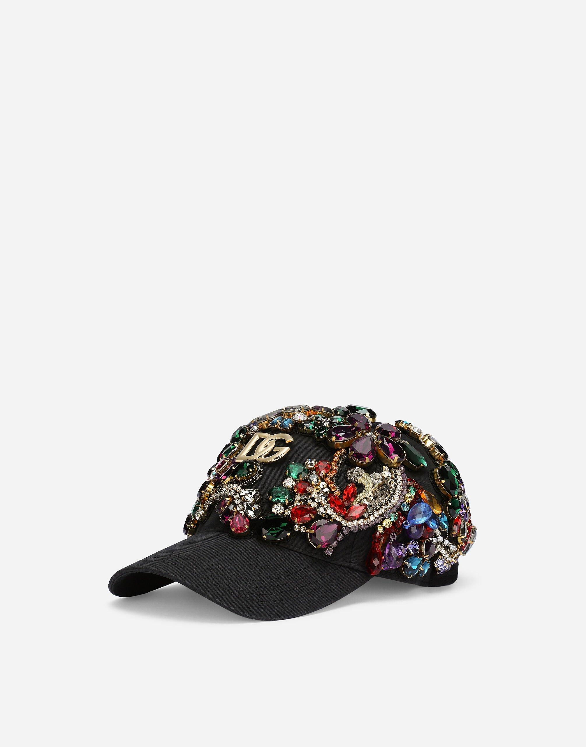 Dolce & Gabbana Baseball Cap With Colorful Rhinestones And Dg Logo | Lyst