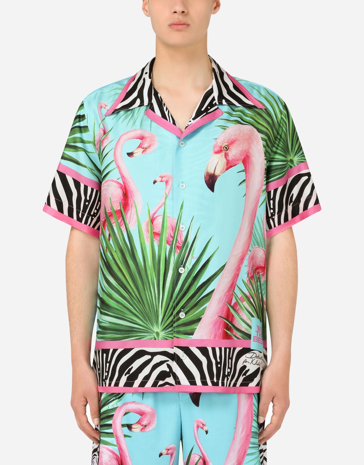 Dolce & Gabbana Flamingo-print Cotton Hawaiian Shirt in Green for 