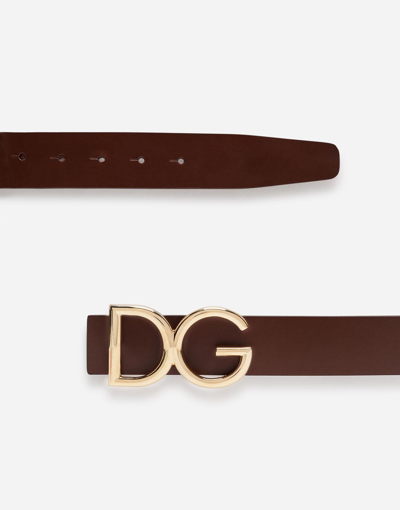 Dolce & Gabbana Leather Belt With Dg Logo in Brown for Men - Lyst
