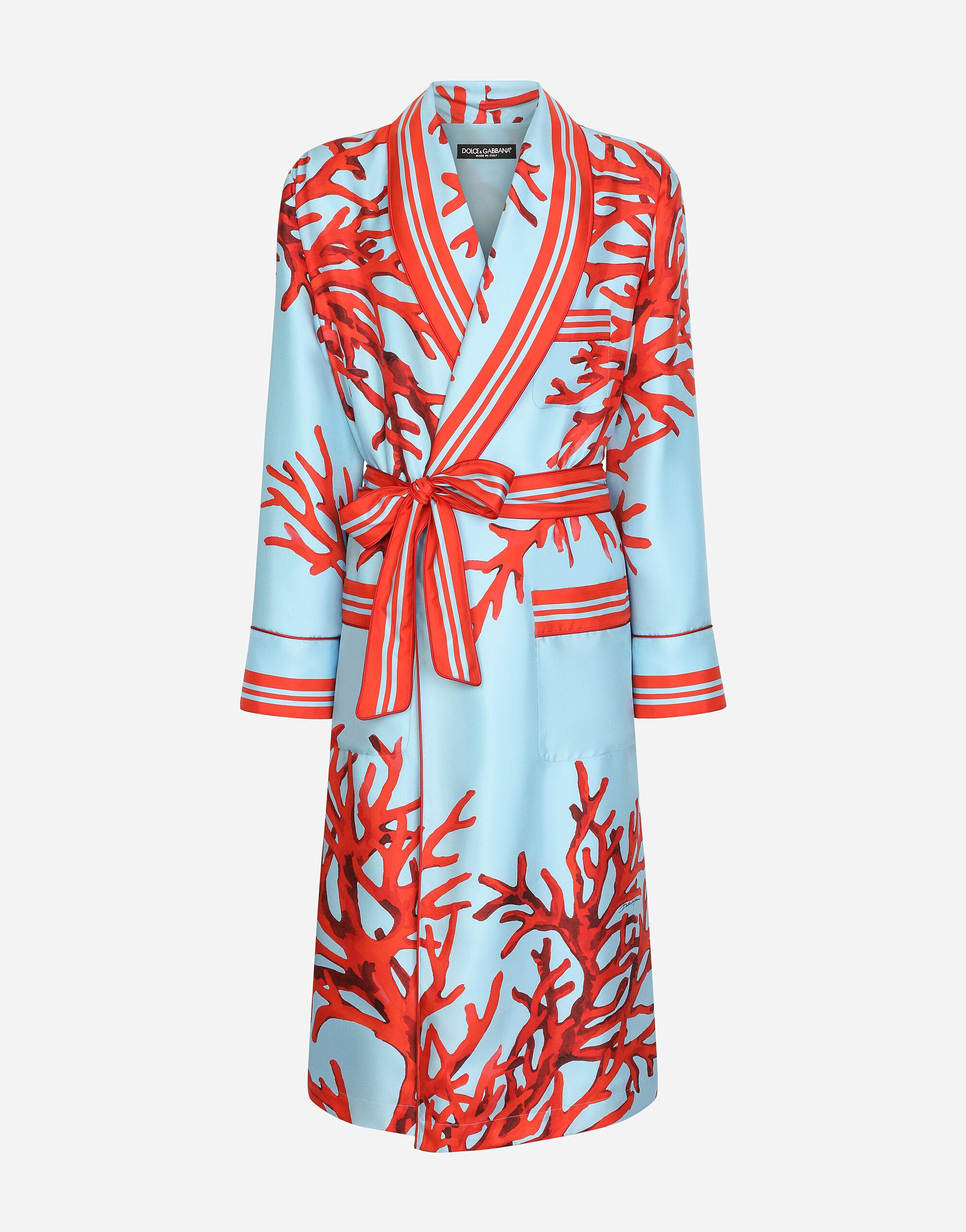 Dolce & Gabbana Coral-print Silk Robe for Men | Lyst