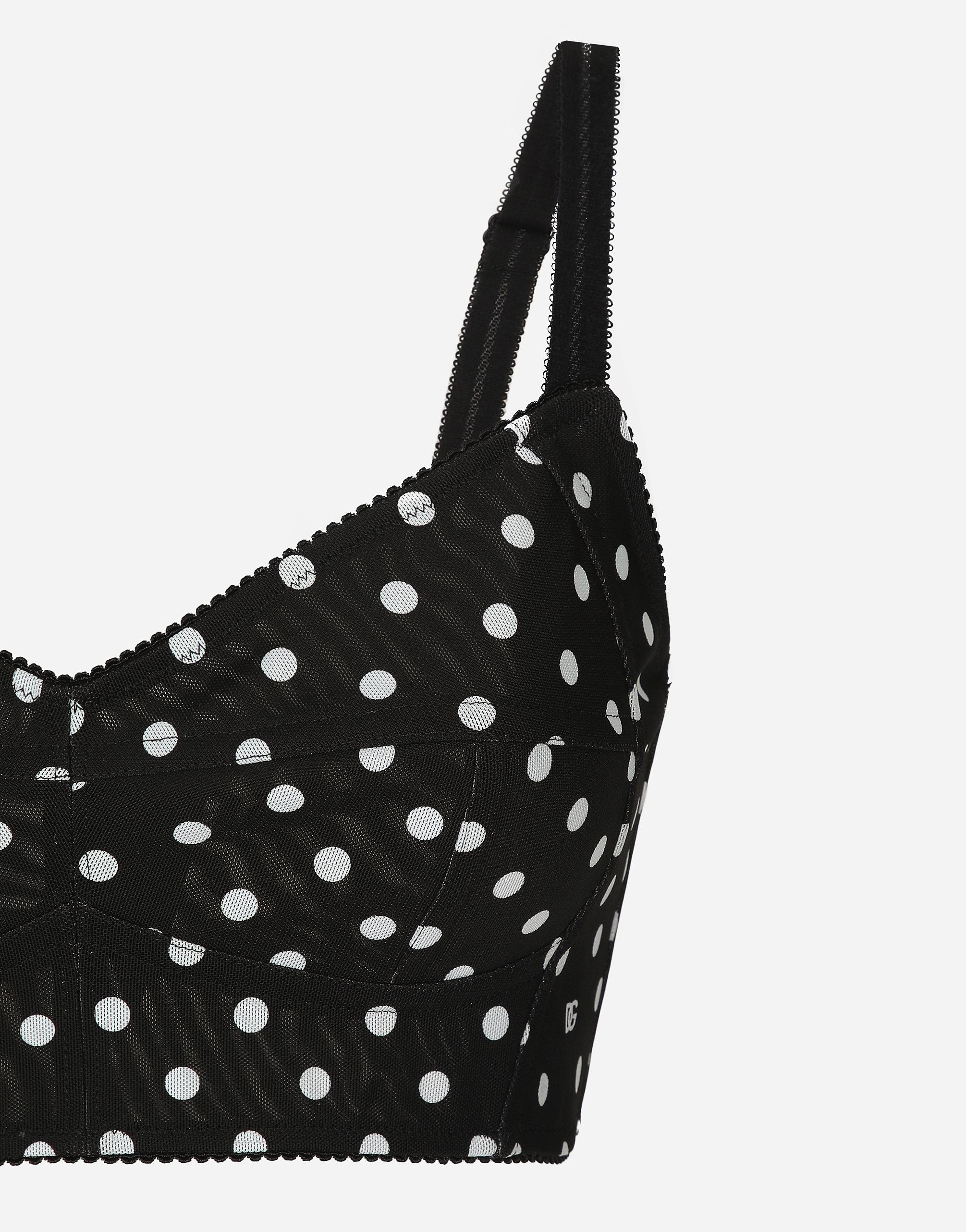 Dolce & Gabbana Polka-Dot Marquisette Corset Top in Black | Lyst