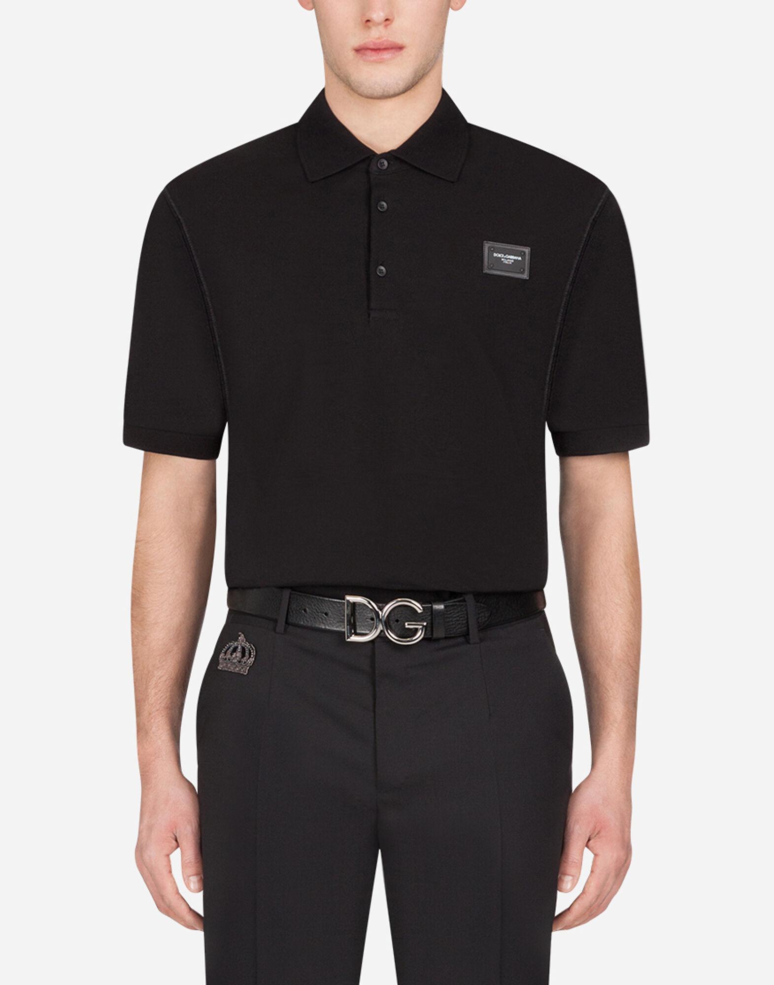 Dolce & Gabbana Cotton Piqué Polo Shirt With Branded Plate in Black for ...