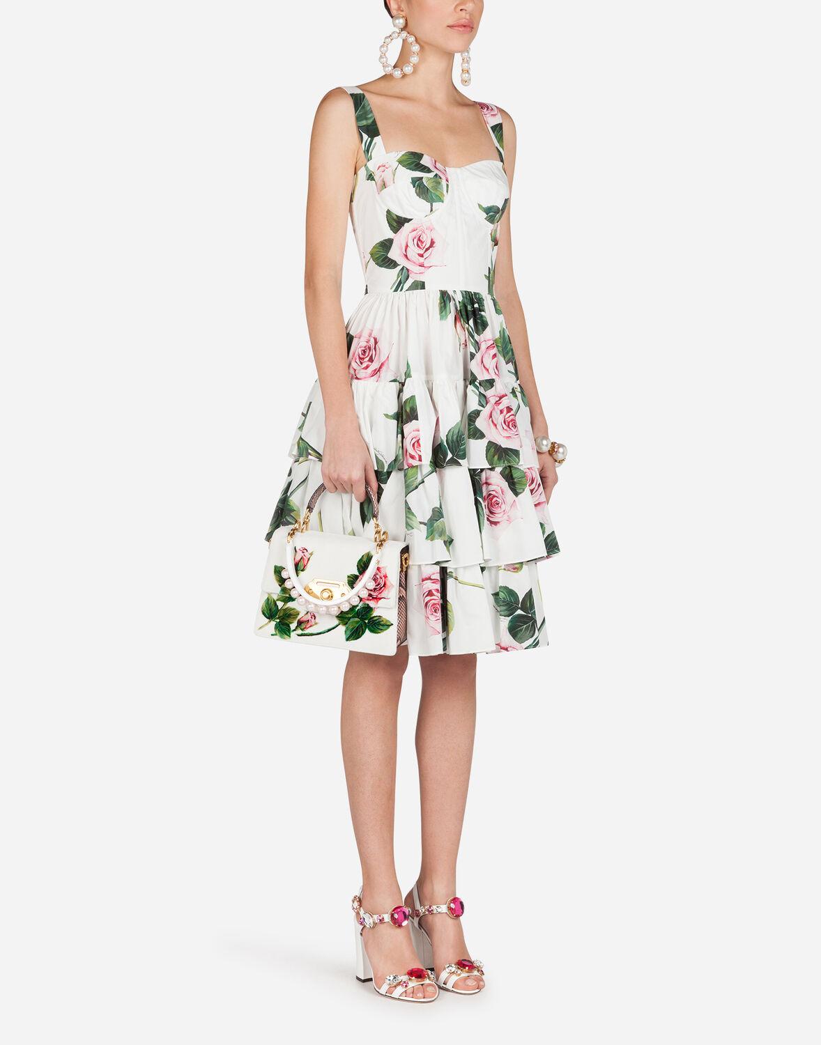 Dolce & Gabbana Tropical Rose Print Poplin Midi Dress | Lyst