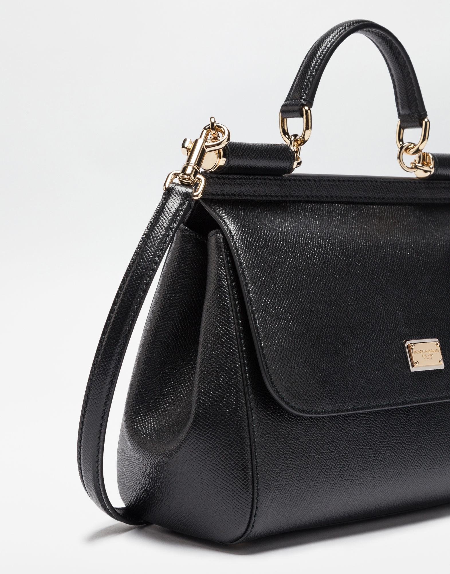 Dolce & Gabbana Medium Sicily Handbag In Dauphine Leather in Black - Lyst
