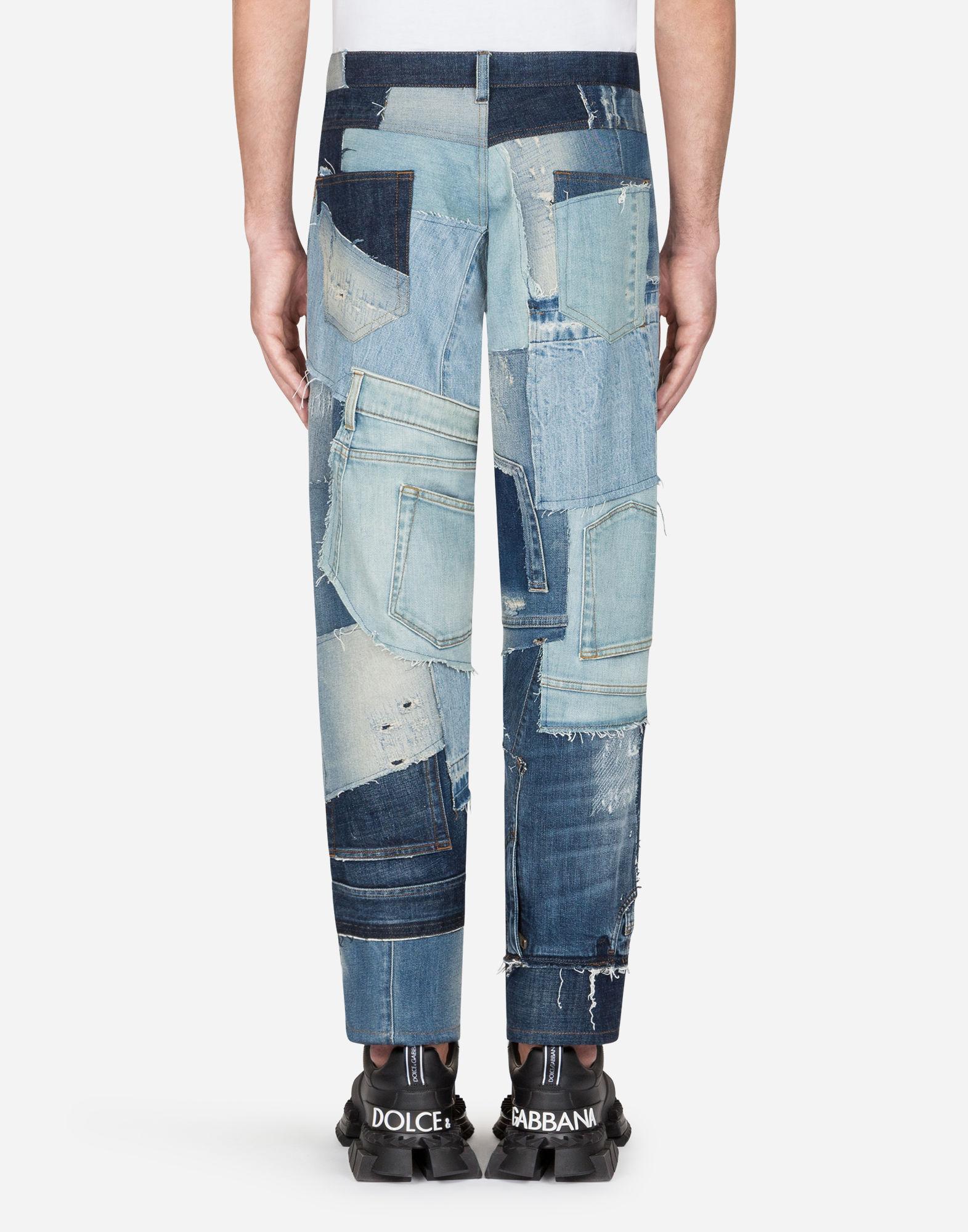 Dolce & Gabbana Loose Fit Patchwork Jeans in Blue for Men | Lyst